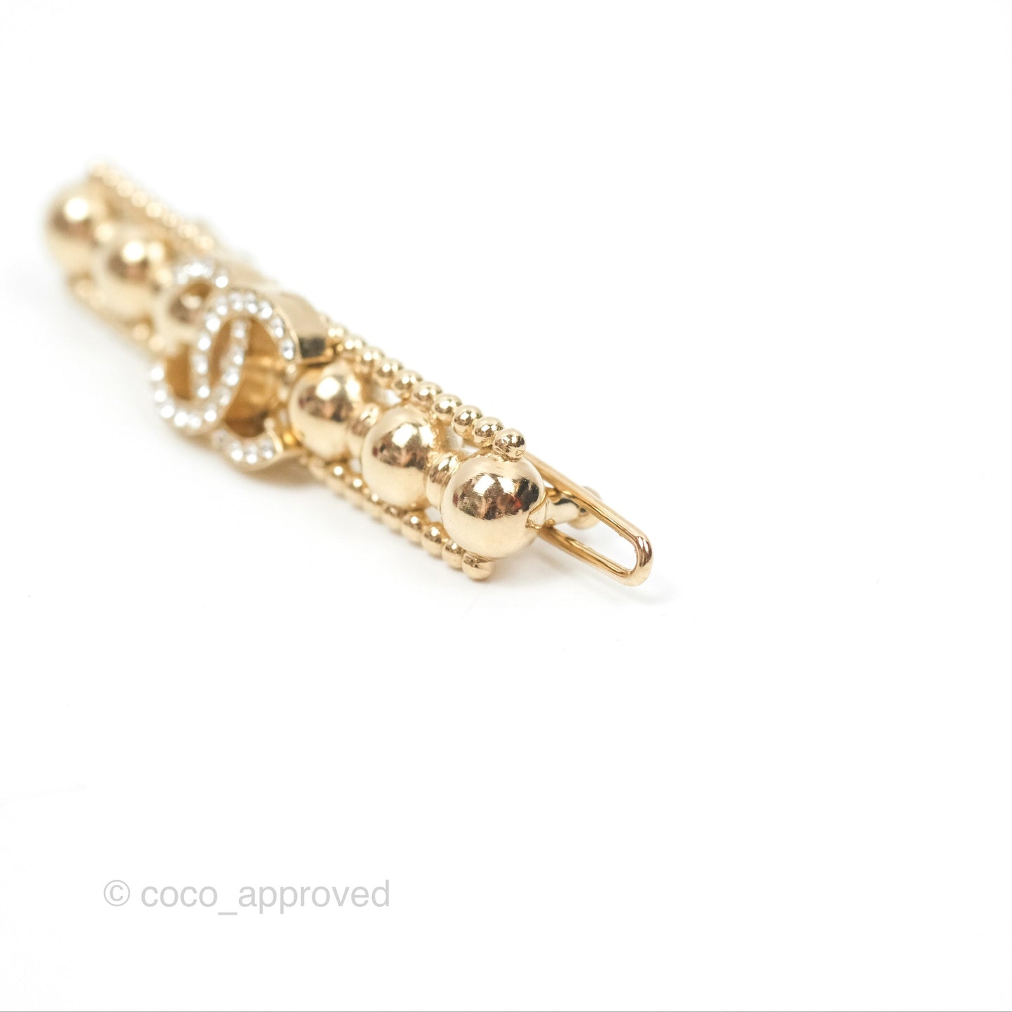 Chanel CC Crystal Bead Hair Clip Gold Tone 22C