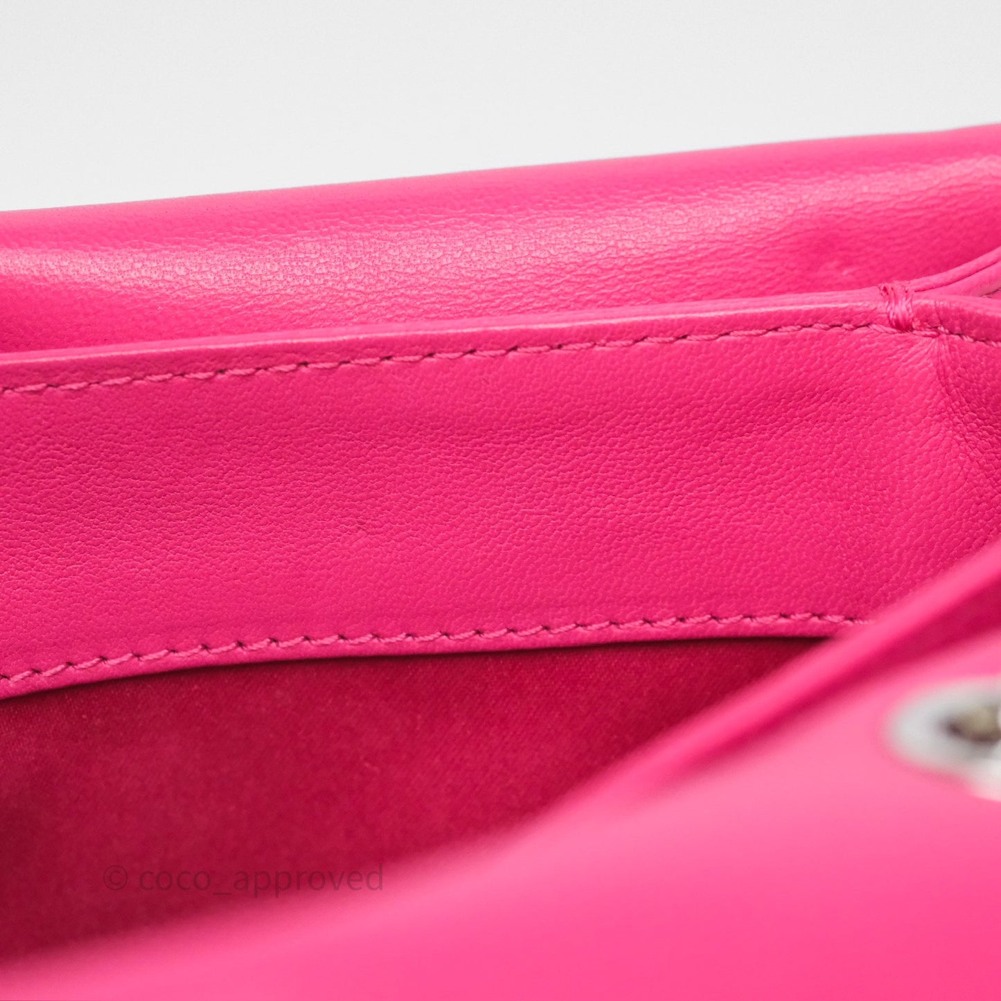 Chanel Stitched Double Flap Bag Pink Calfskin Silver Hardware