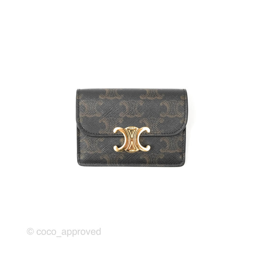 Celine Triomphe Flap Card Holder Triomphe Canvas Tan