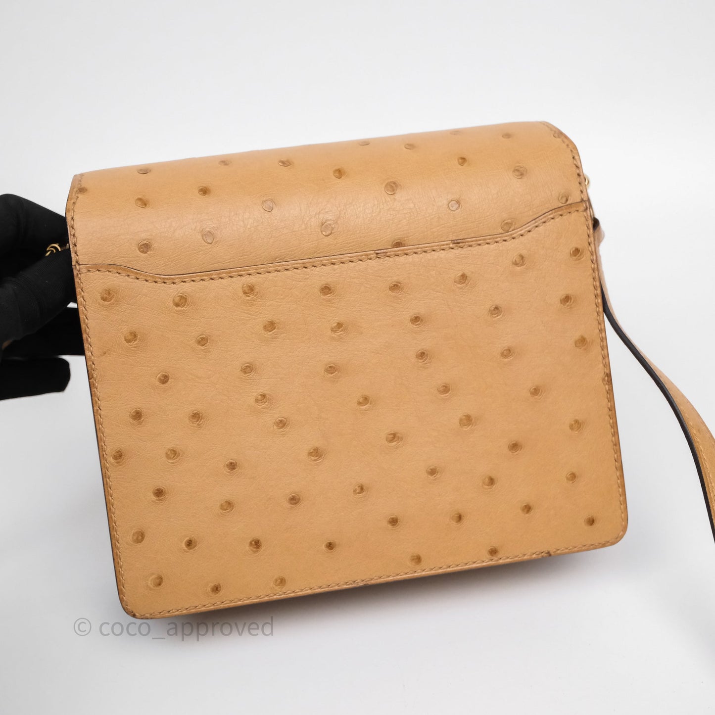 Hermès Roulis Mini 18 Chai 0M Ostich Gold Hardware