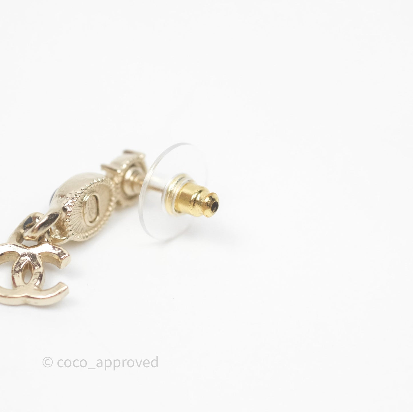 Chanel Crystal CC Black Resin Drop Earrings Gold Tone 21K
