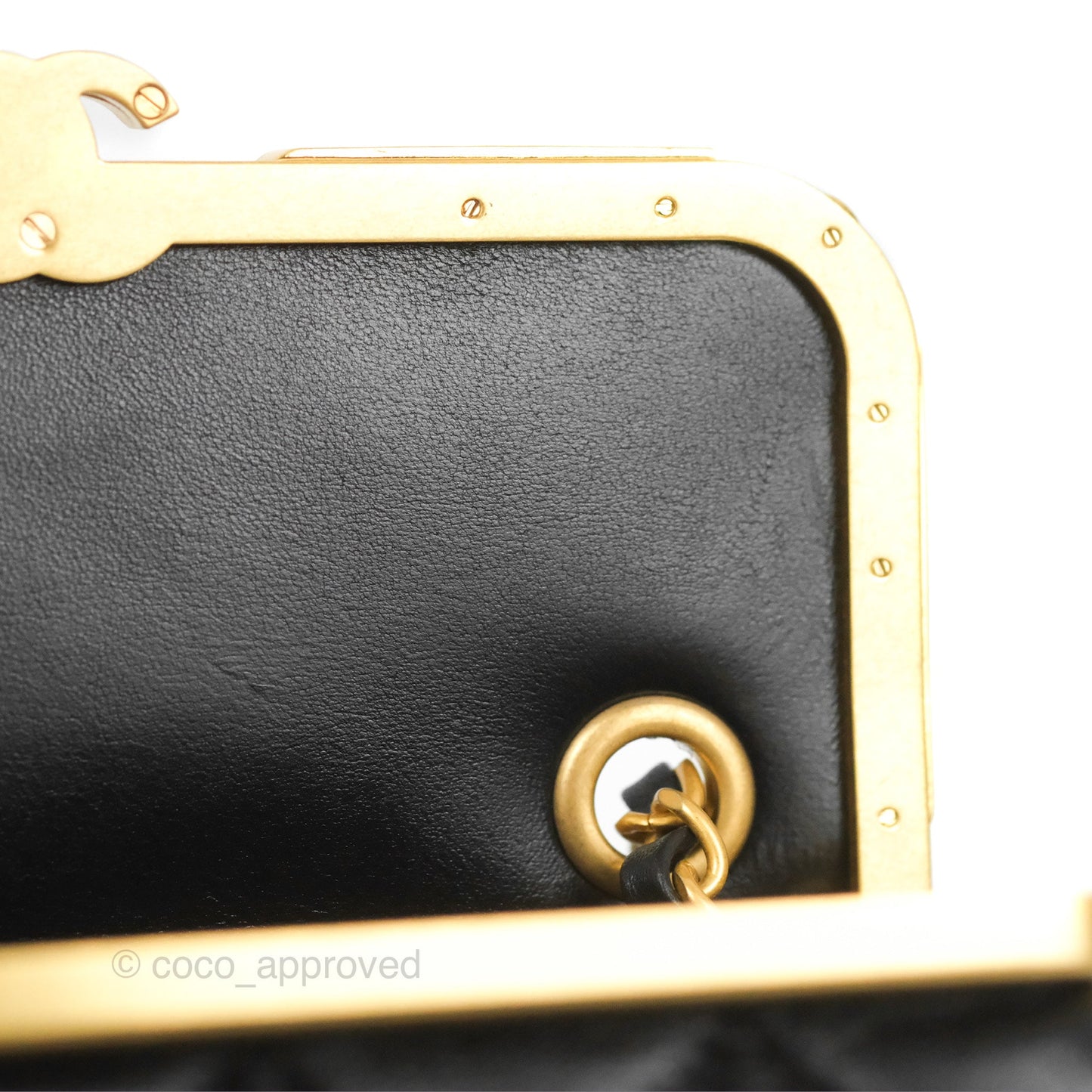 Chanel Logo Crystal Kiss-lock Vanity with Chain Black Lambskin 23C