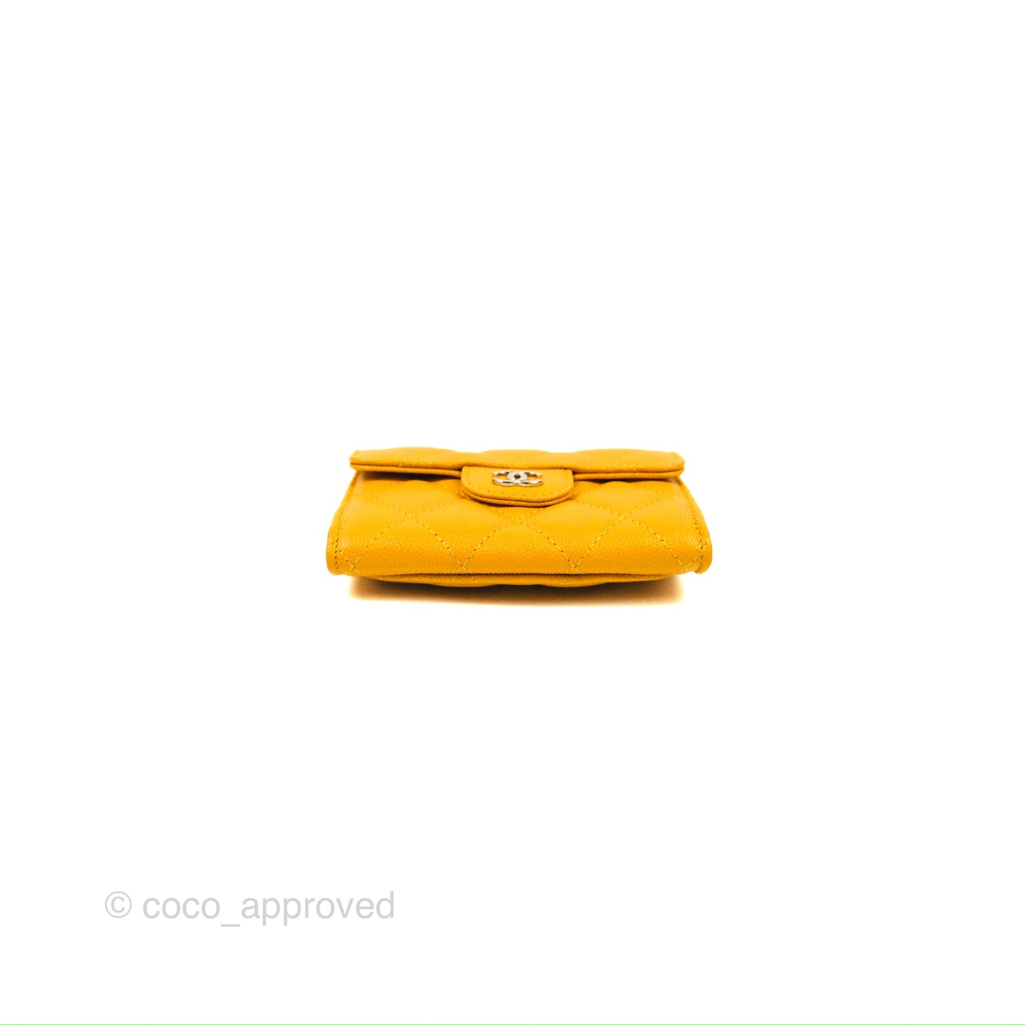 Chanel Classic Flap Coin Purse Yellow Caviar Gold Hardware