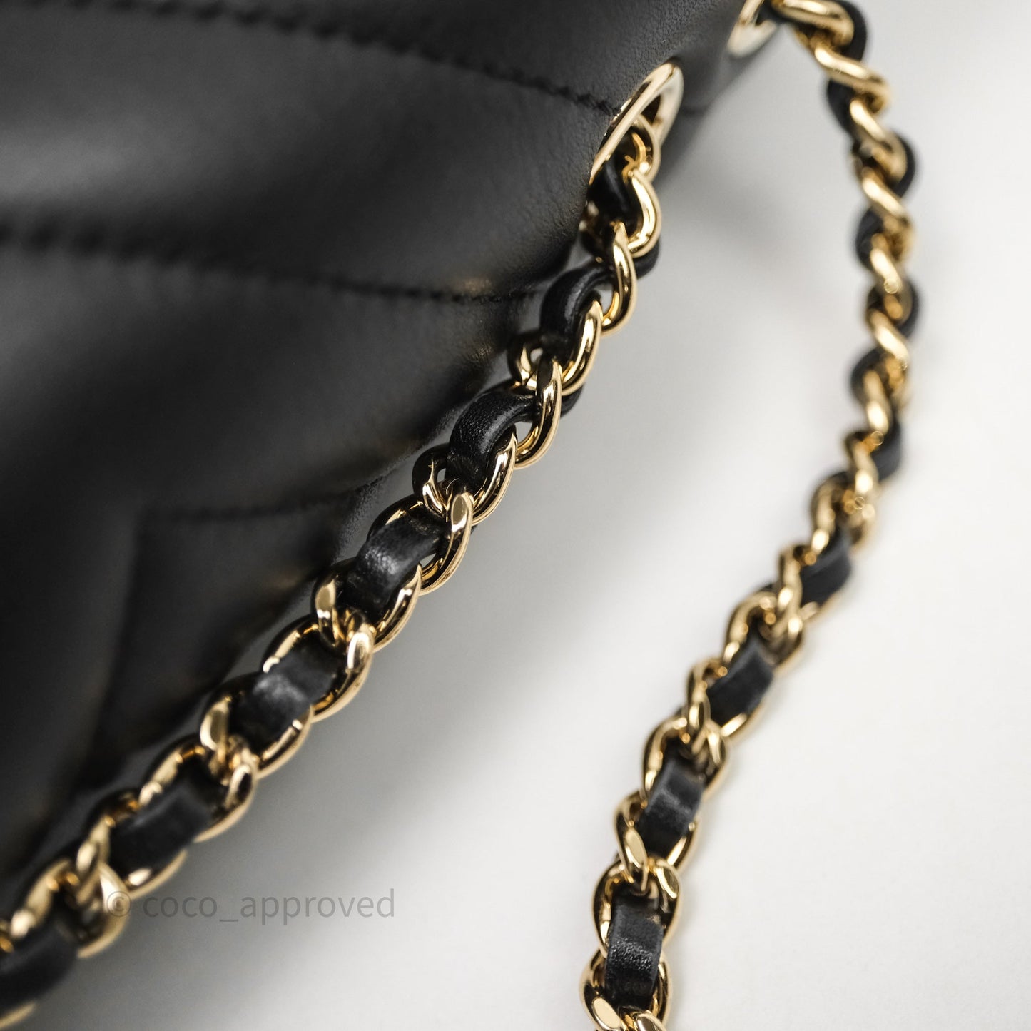 Chanel Black Lambskin Chevron Quilted Statement Flap Bag Light Gold Hardware