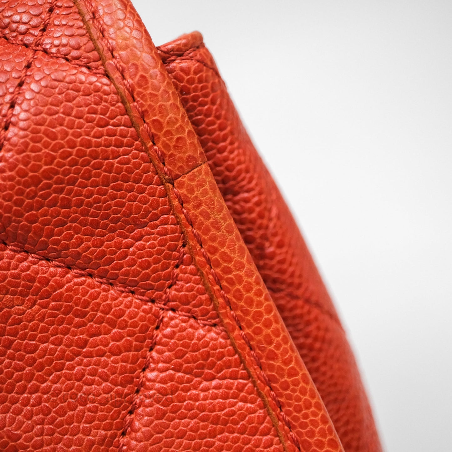 Chanel Flap Bag Caviar Orange Silver Hardware