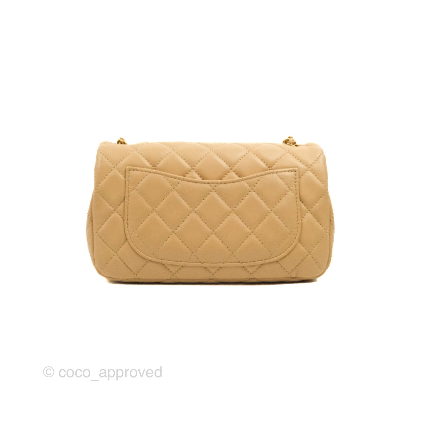 Chanel Mini Rectangular Pearl Crush Beige Lambskin Aged Gold Hardware