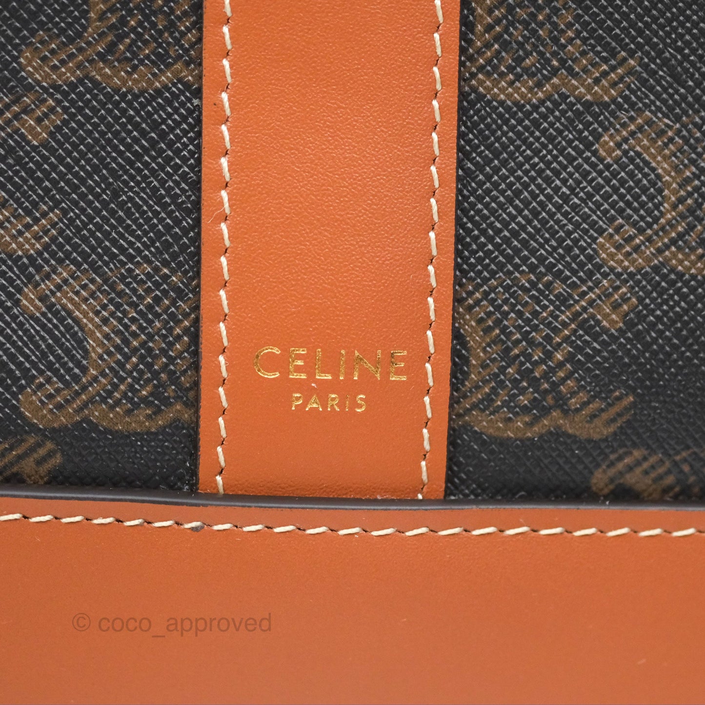 Celine Small Bucket Triomphe Canvas Tan Calfskin