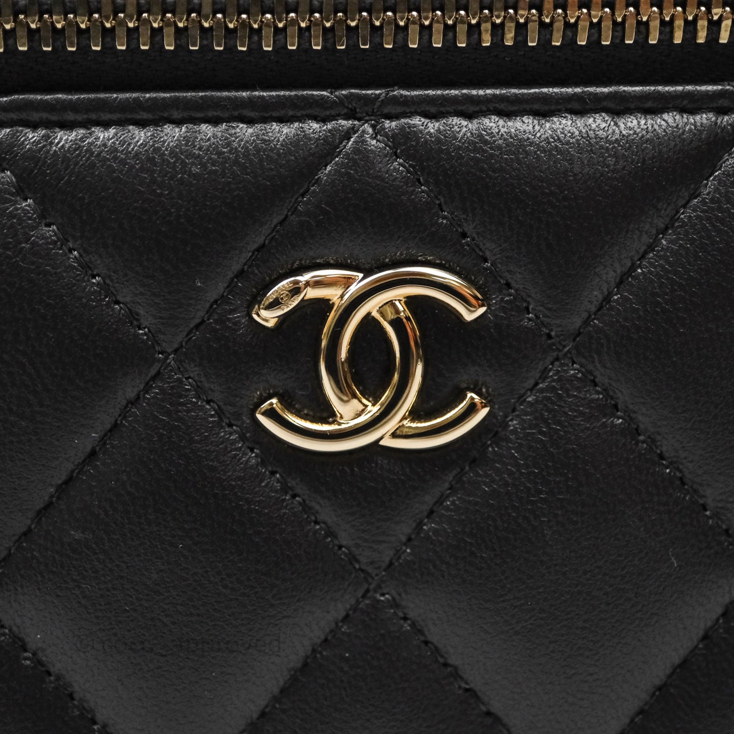 Chanel Trendy CC Vanity Rectangular Top Handle Dark Grey Lambskin Gold Hardware