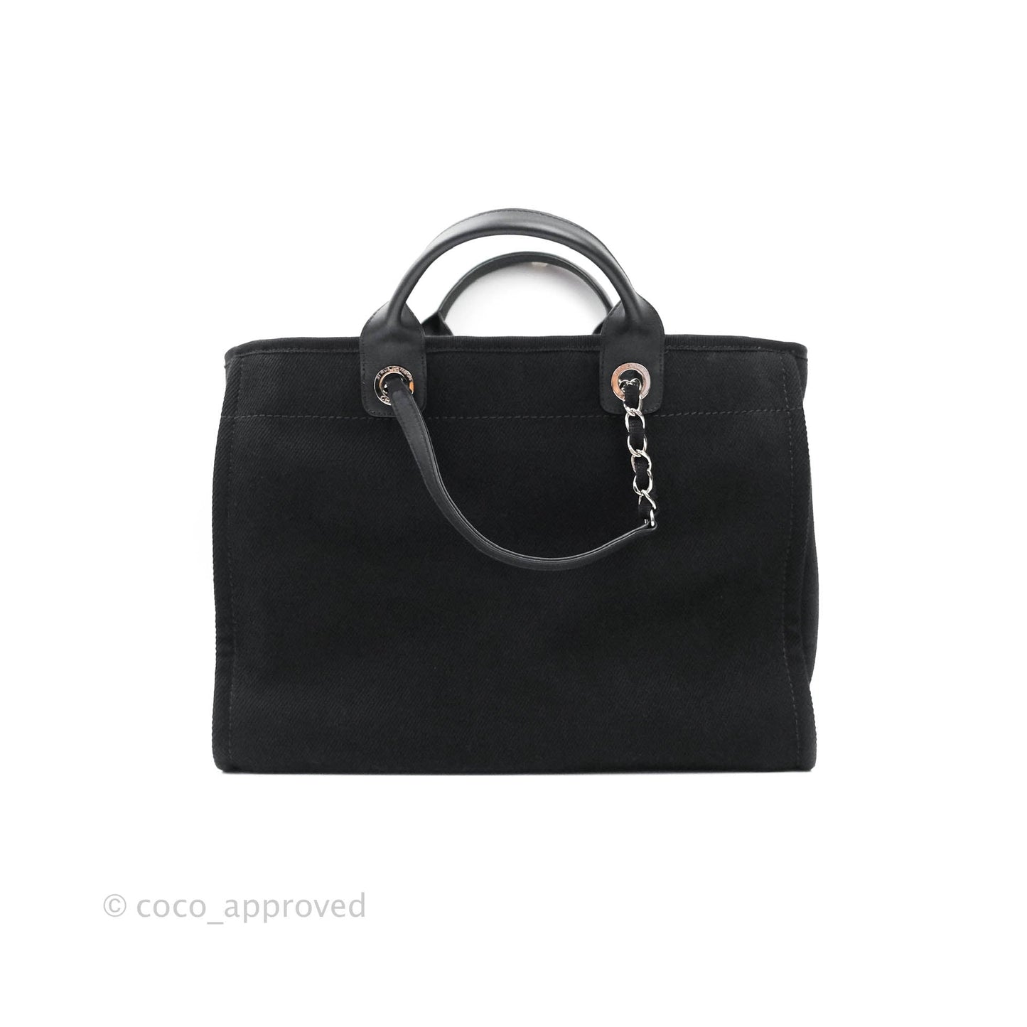 Chanel Medium Deauville Black Canvas Imitation Pearl