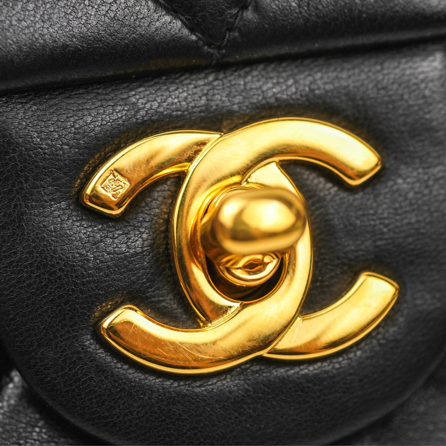 Chanel Vintage Mini Square Black Lambskin 24K Gold Hardware