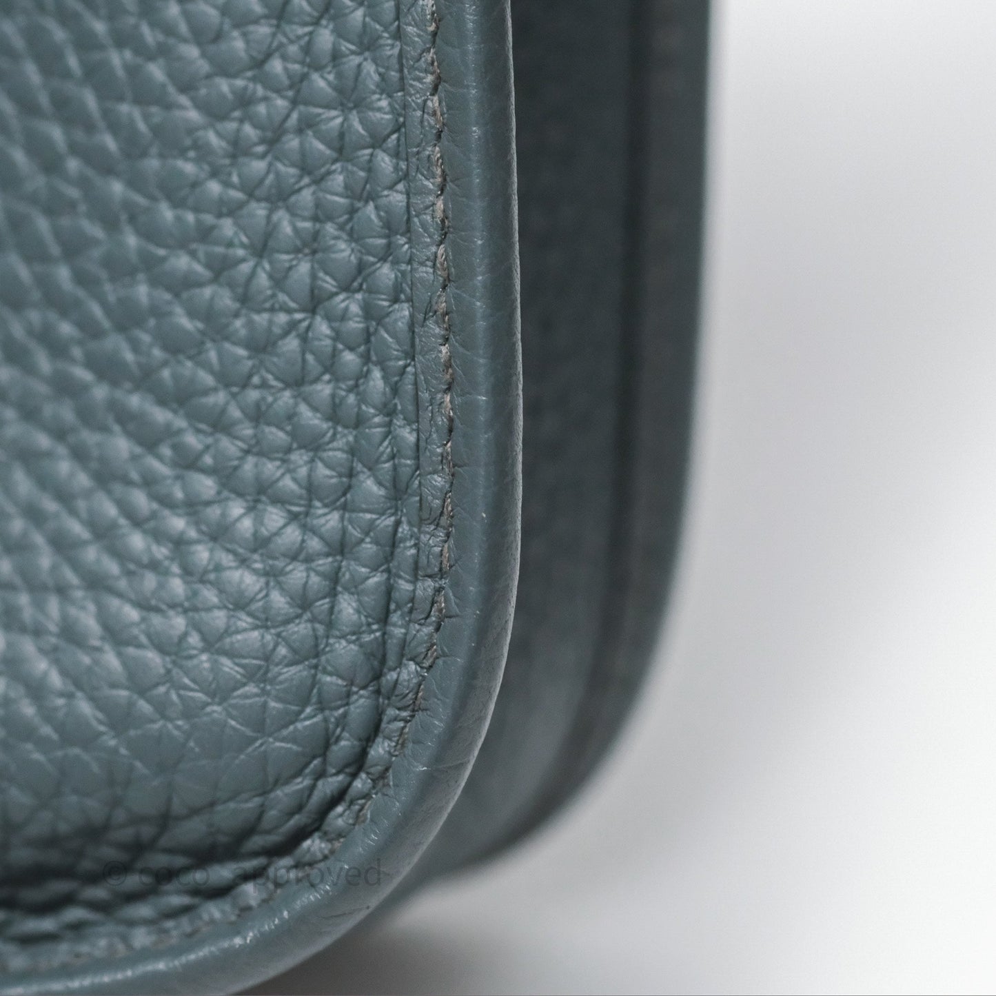Hermès Mini Evelyne 16 Bleu Orage Y7 / Bleu Brume T0 Clemence Gold Hardware