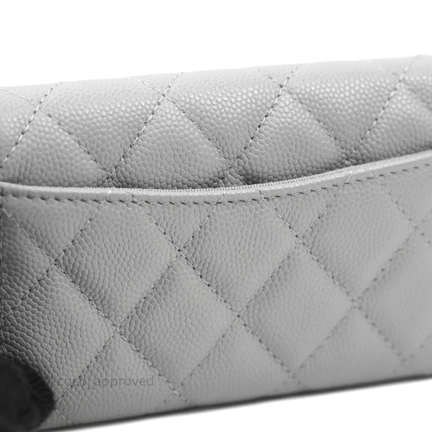 Chanel Quilted Flap Card Holder Grey Caviar Gold Hardware 21A
