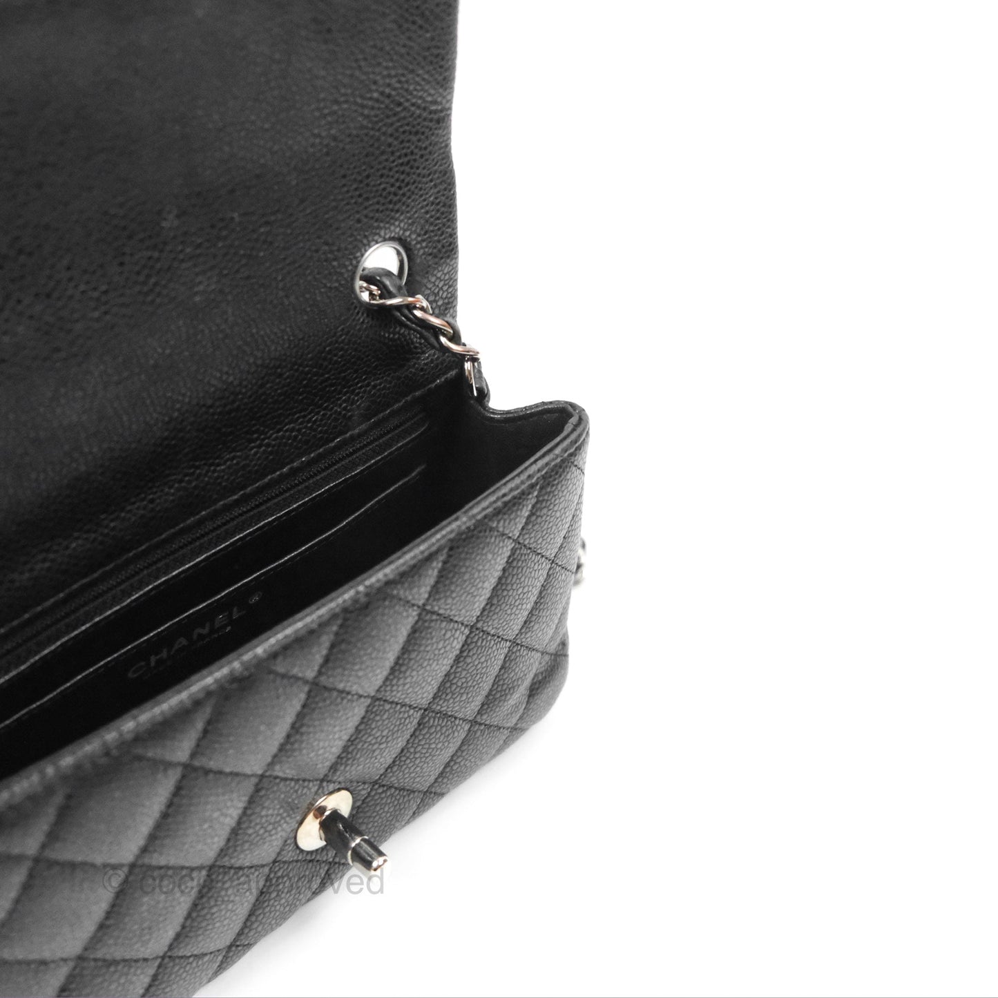 Chanel Classic Quilted Mini Rectangular Flap Black Caviar Silver Hardware
