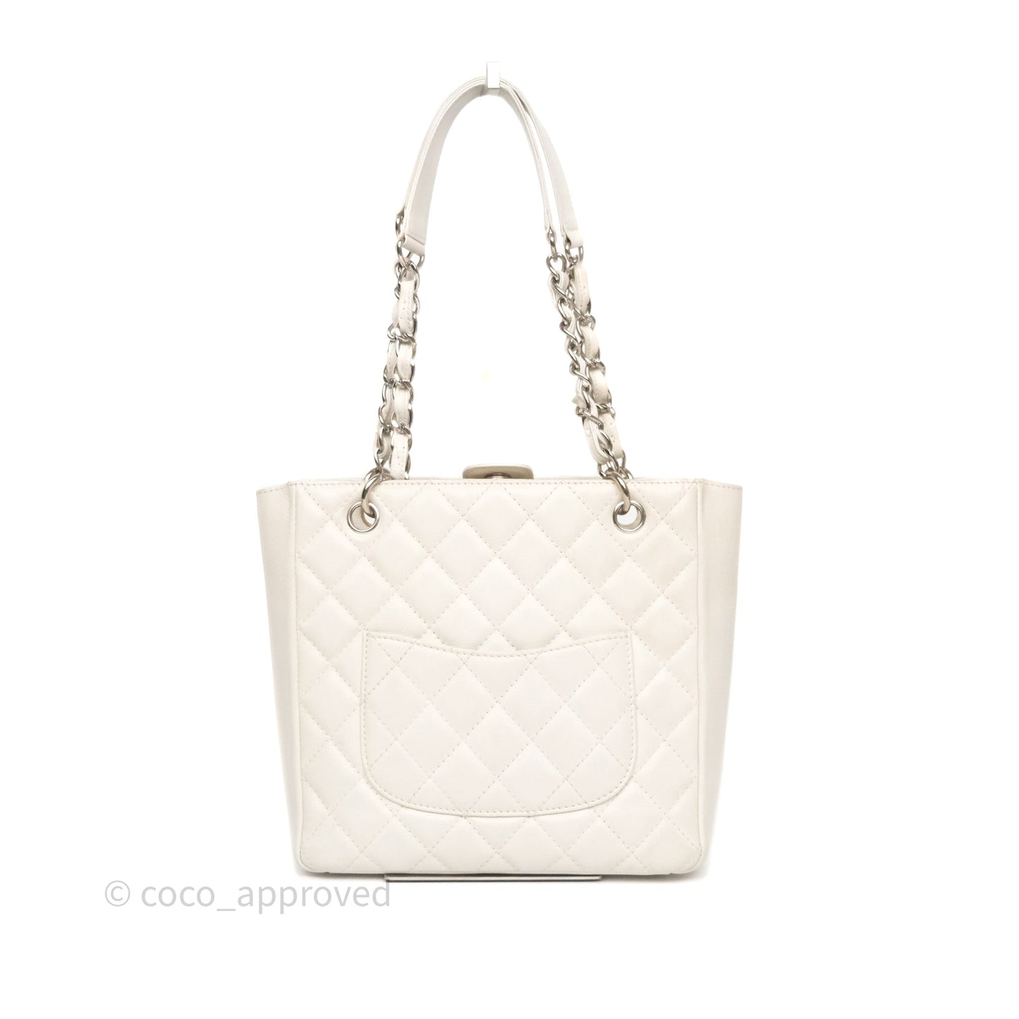Chanel Vertical GST White Caviar Silver Hardware