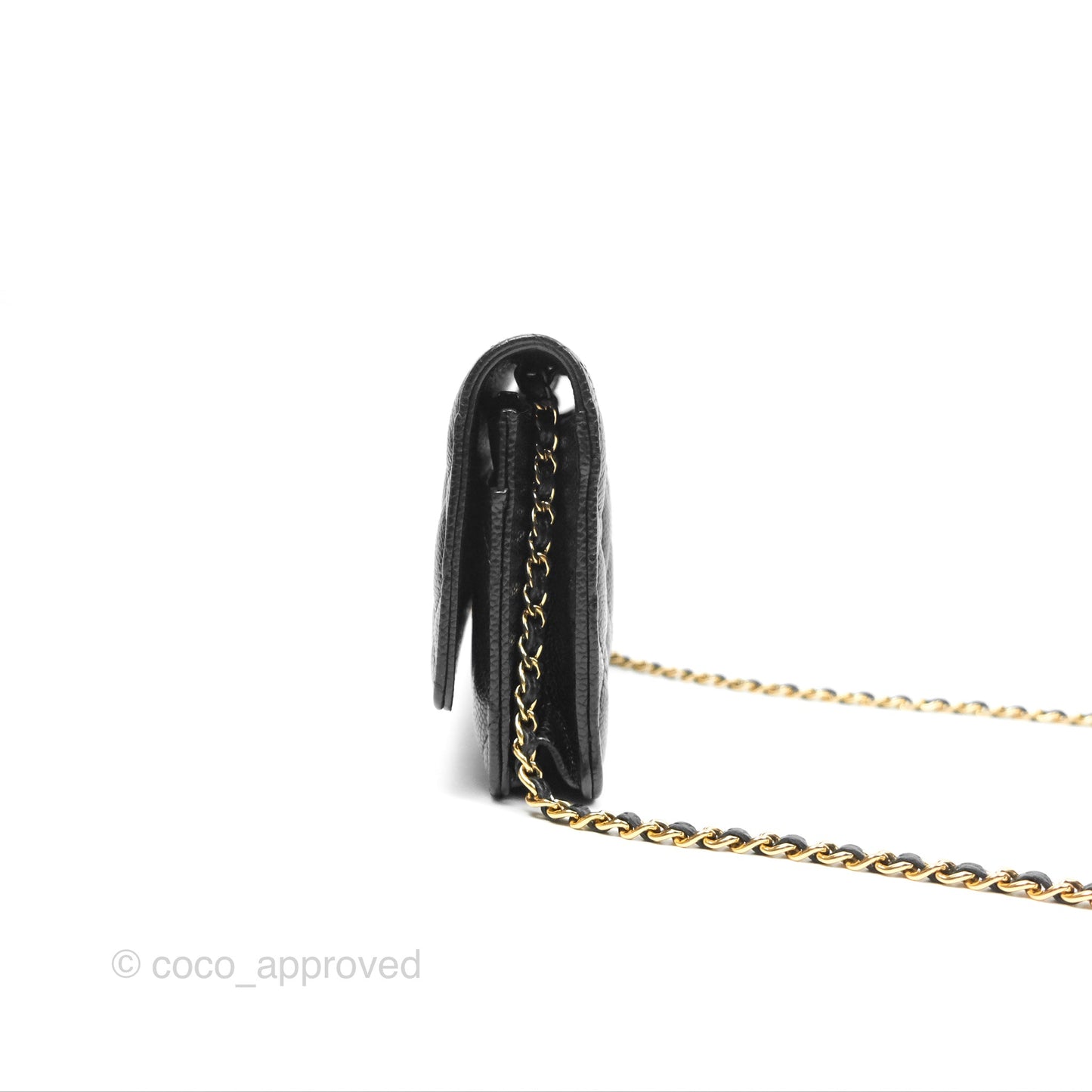 Chanel Classic Quilted Wallet On Chain WOC Black Caviar Gold Hardware