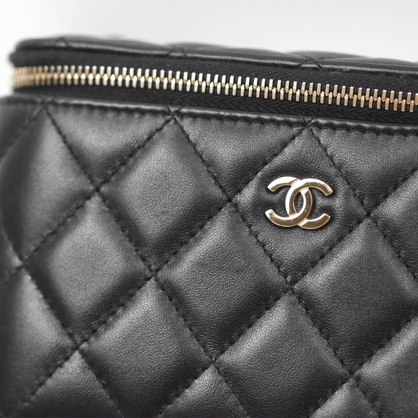 Chanel Vanity Rectangular Black Lambskin Gold Hardware