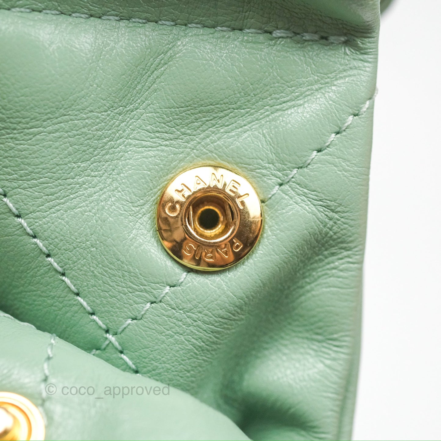 Chanel 22 Small Mint Green Shiny Aged Calfskin Aged Gold Hardware