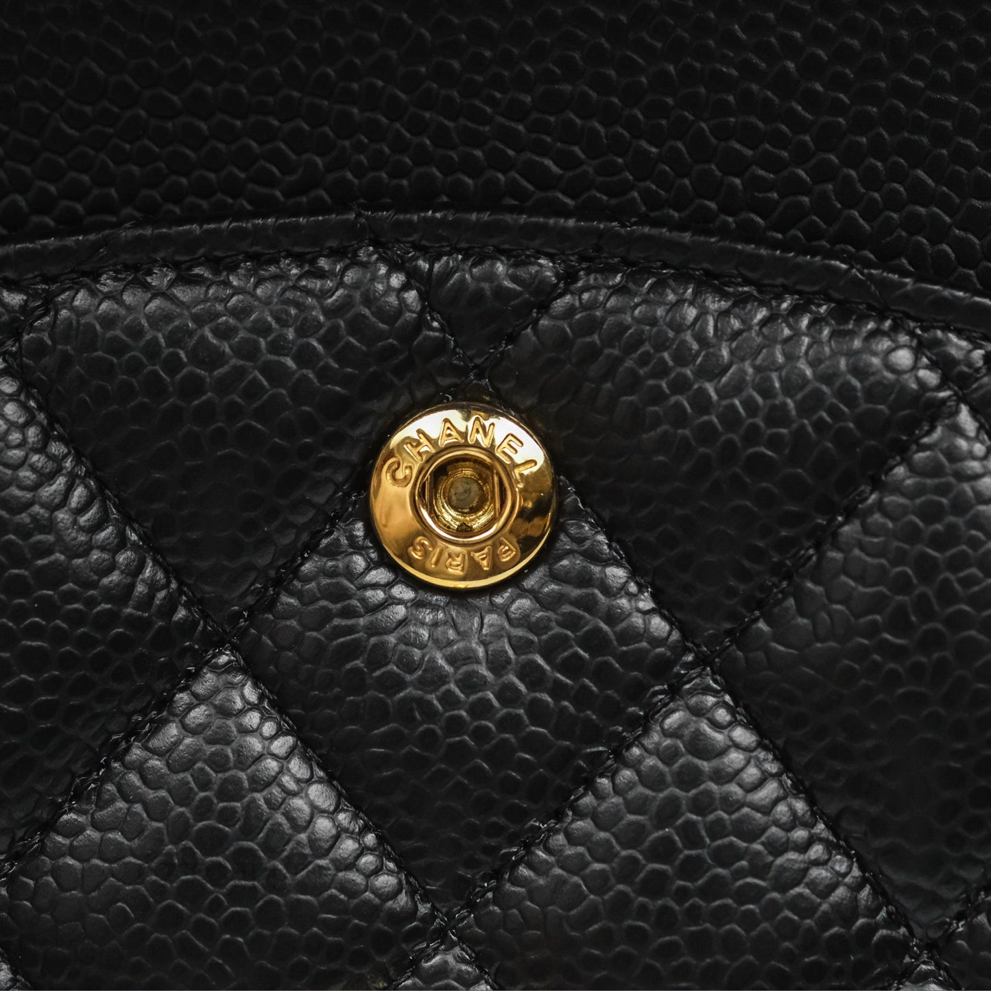 Chanel Classic M/L Medium Flap Quilted Black Caviar Gold Hardware
