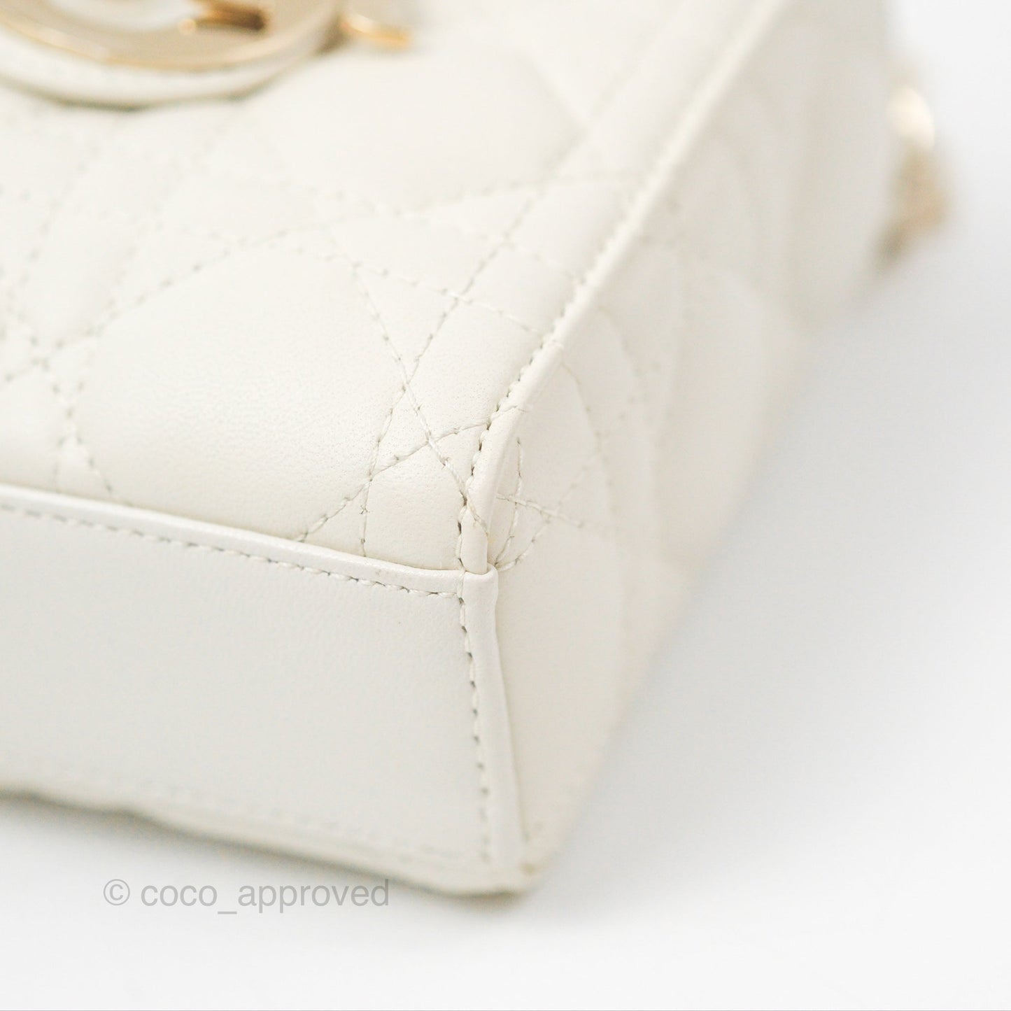 Dior Small Lady D-Joy Bag Ivory White Lambskin Cannage Gold Hardware