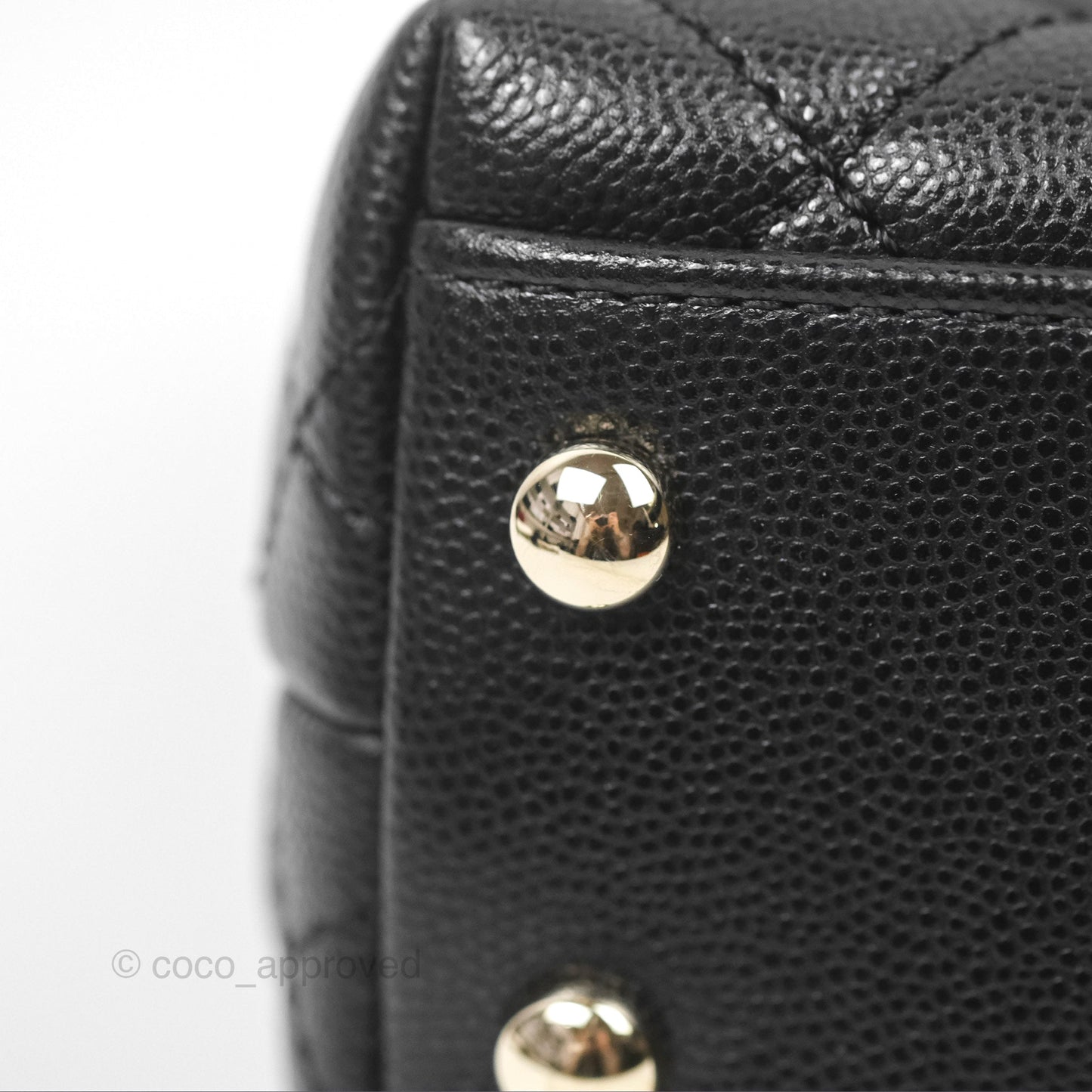 Chanel Mini Coco Handle Quilted Black Caviar Lizard Embossed Handle Gold Hardware