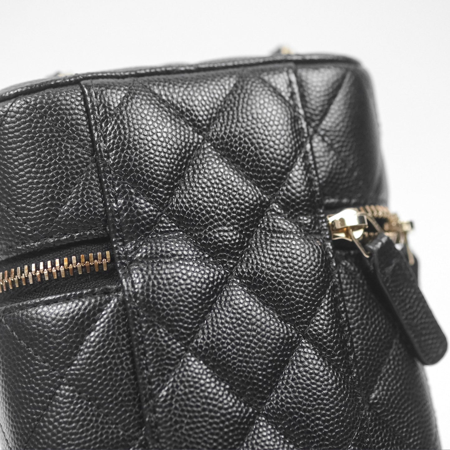 Chanel Vanity Phone Holder With Chain Black Caviar Gold Hardware