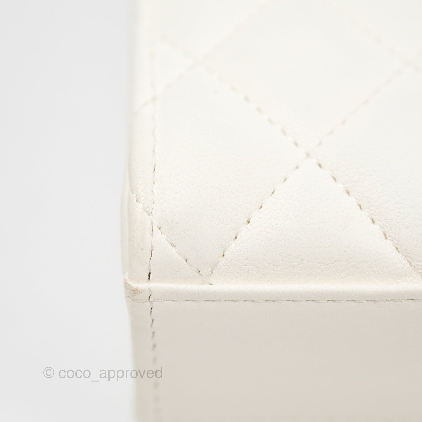 Chanel Quilted Pearl Crush Phone Holder With Chain White Lambskin