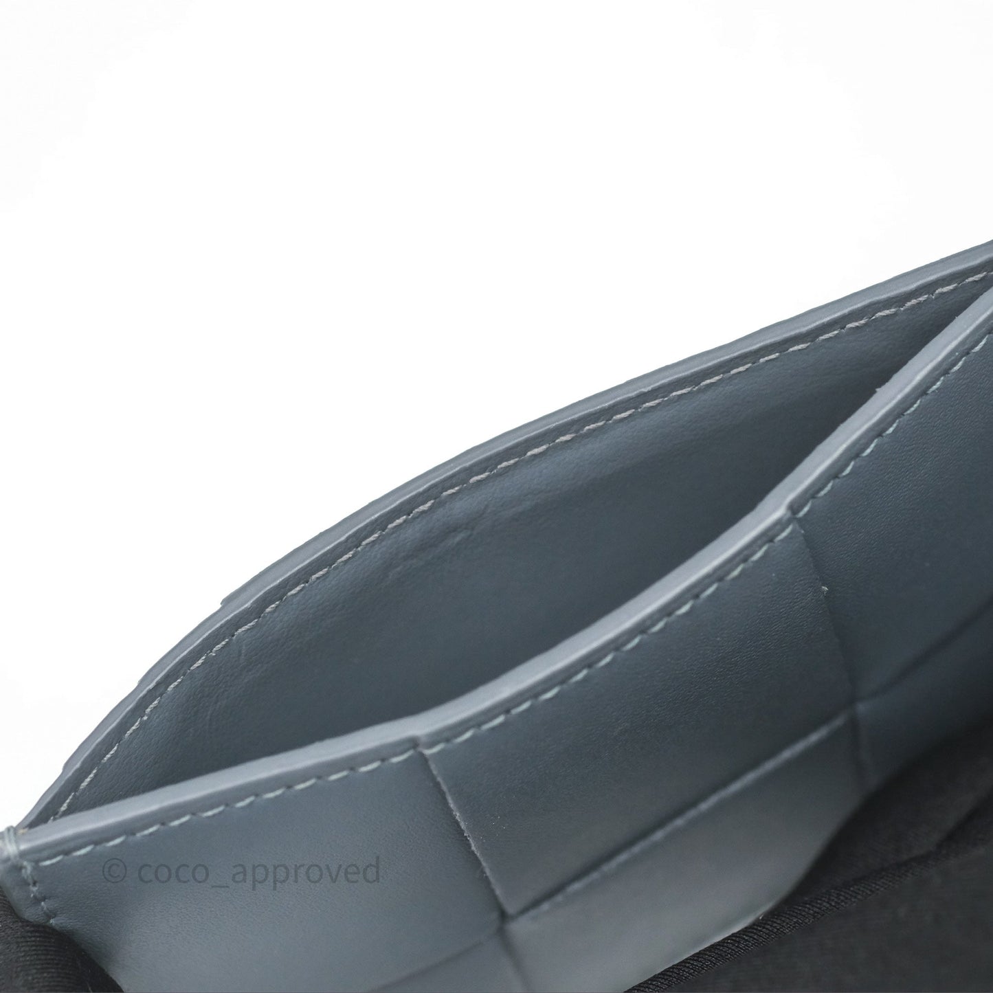 Bottega Veneta Cassette Credit Card Case Grey Blue