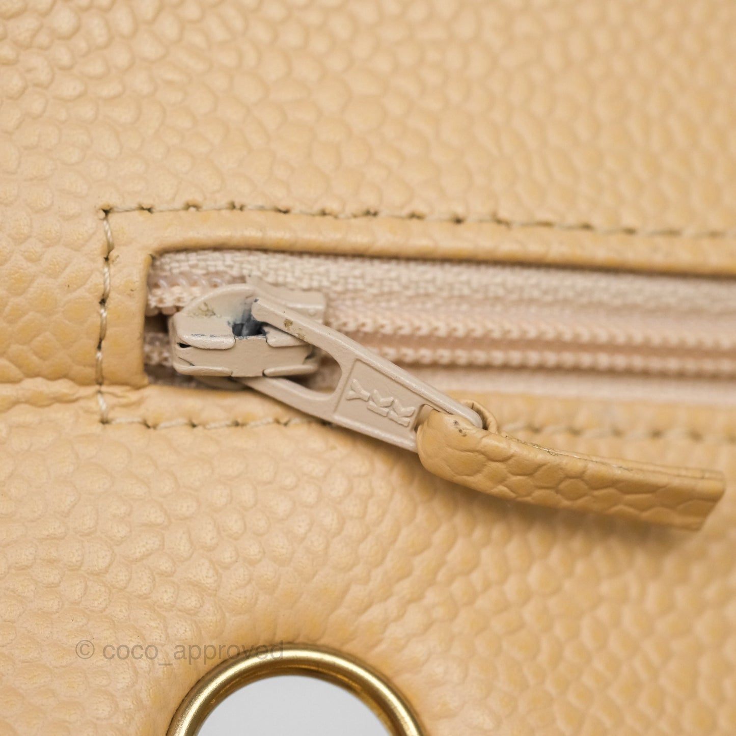 Chanel M/L Medium Classic Flap Quilted Beige Caviar Gold Hardware