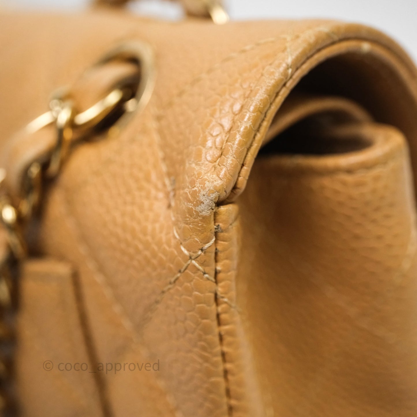 Chanel Vintage Small Classic Flap Beige Claire Caviar 24K Gold Hardware