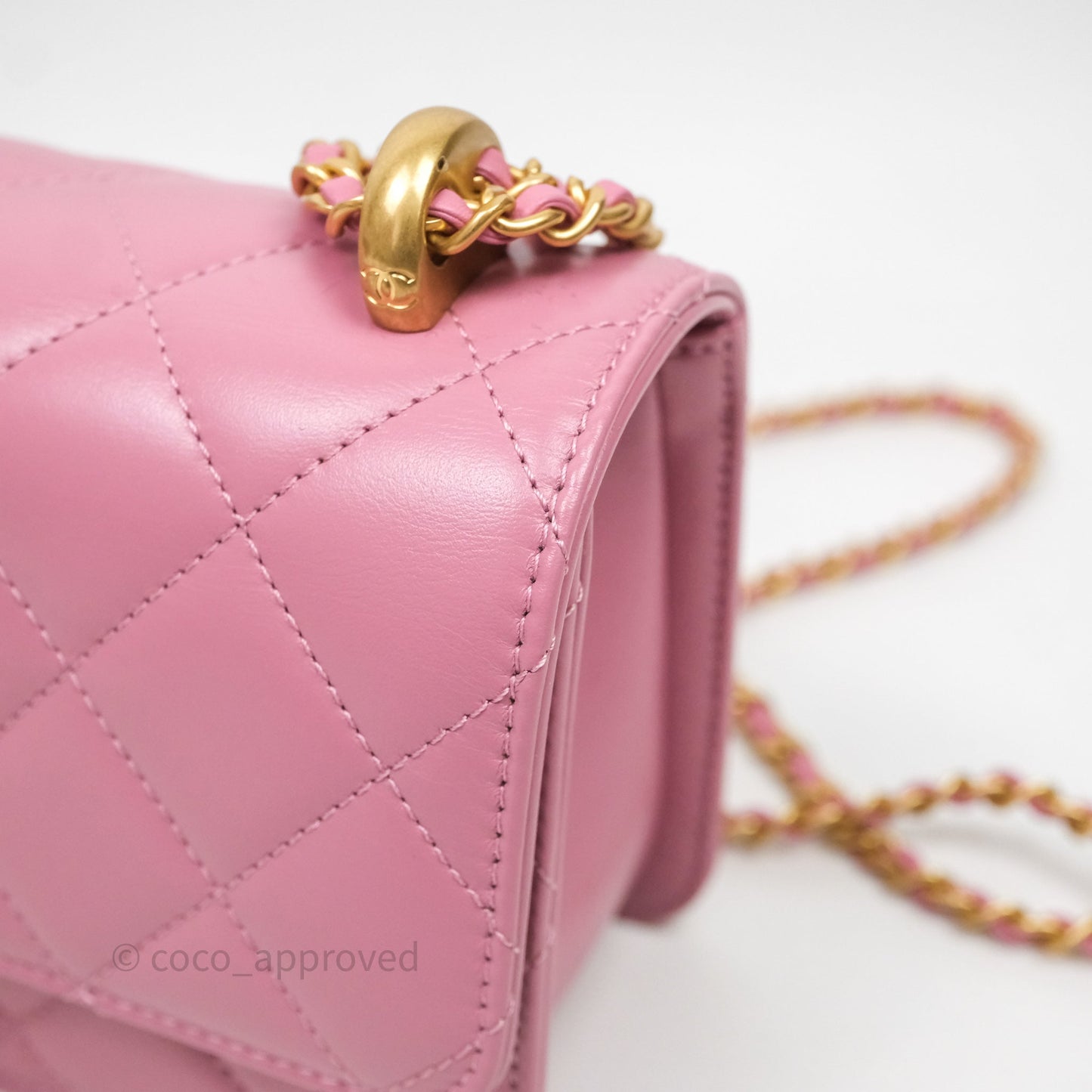 Chanel Quilted Mini Perfect Fit Adjustable Pink Calfskin Gold Hardware