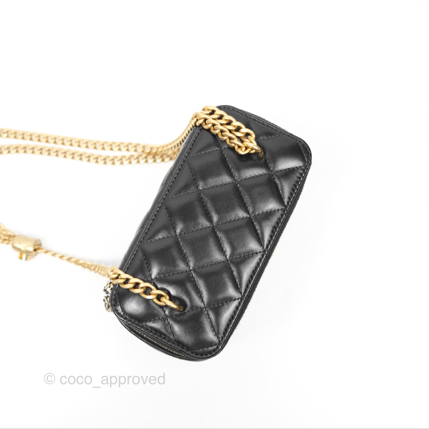 Chanel All Slide Vanity with Adjustable Chain Black Lambskin Aged Gold Hardware
