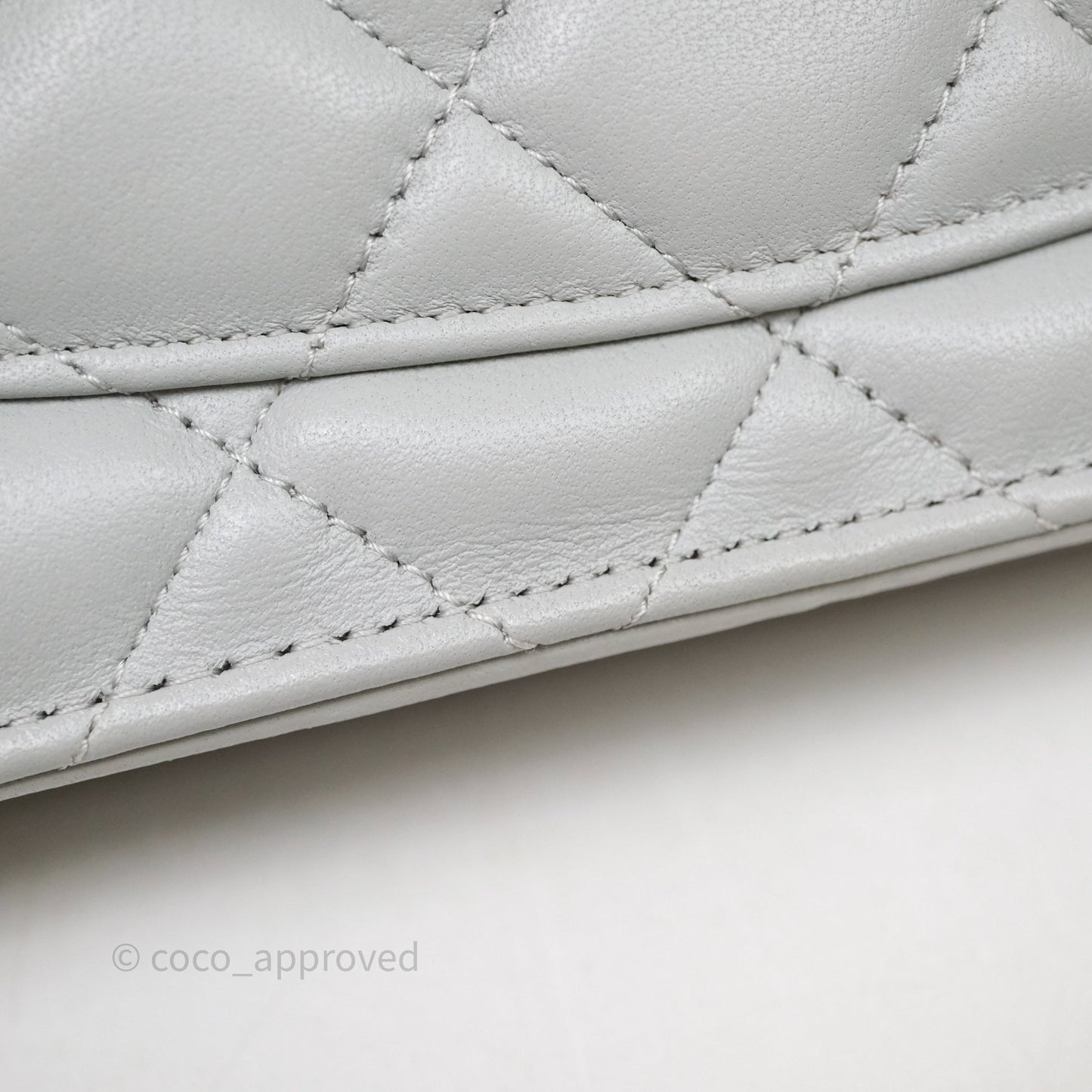 Chanel Classic Quilted Wallet on Chain WOC Grey Lambskin Gold Hardware