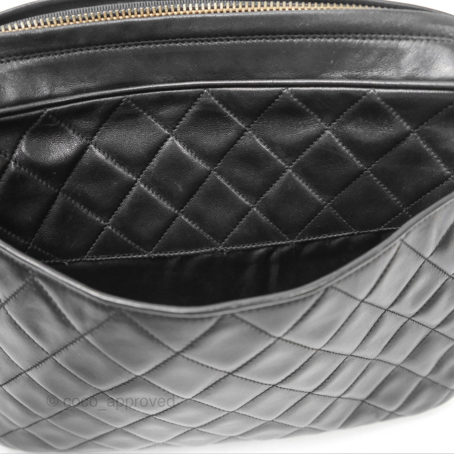 Chanel Vintage Quilted Shoulder Bag Black Lambskin Gold Hardware