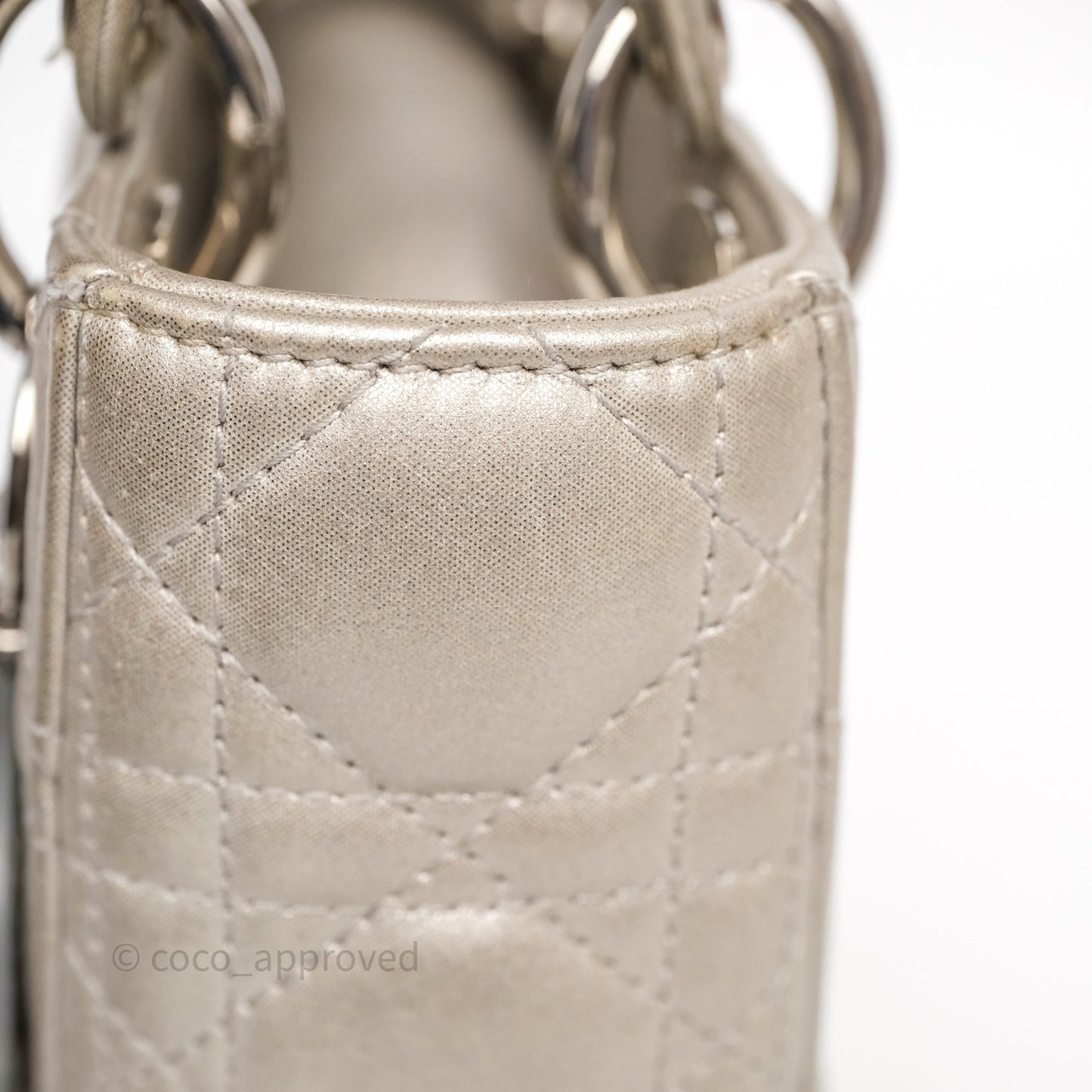 Christian Dior Mini Lady Dior Metallic Silver Nubuck Silver Hardware