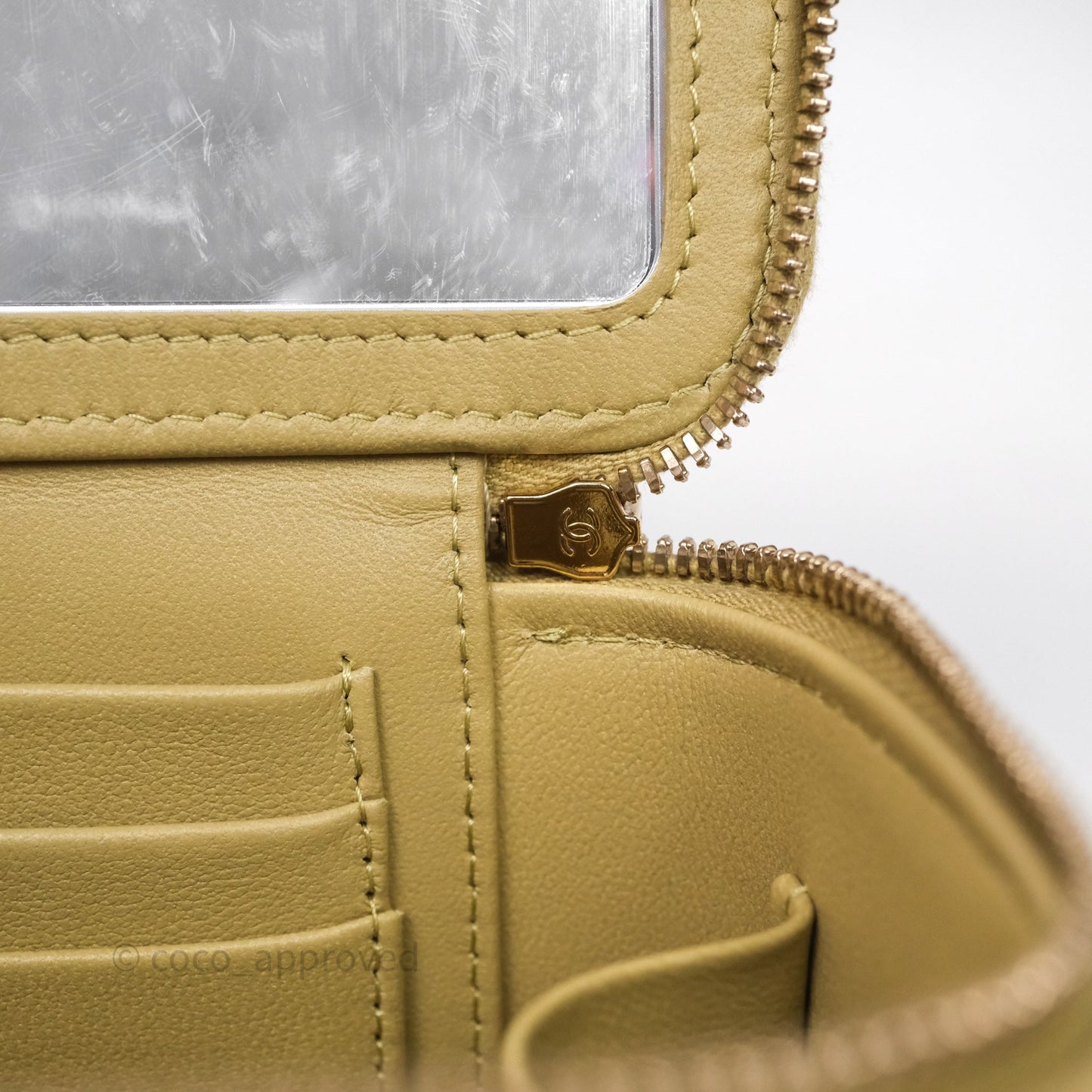 Chanel Top Handle Vanity with Chain Olive Green Lambskin Aged Gold Hardware