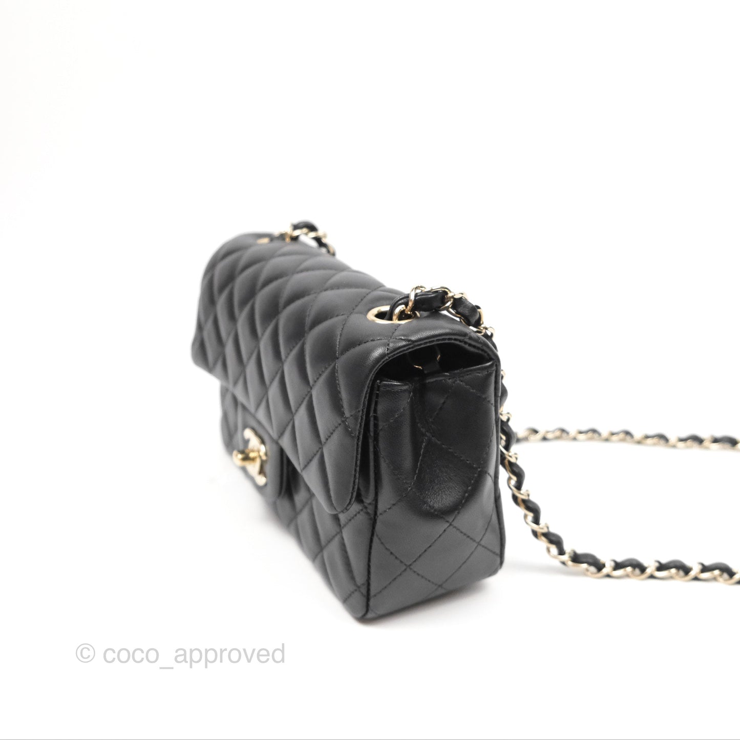 Chanel Quilted Mini Rectangular Black Lambskin Gold Hardware