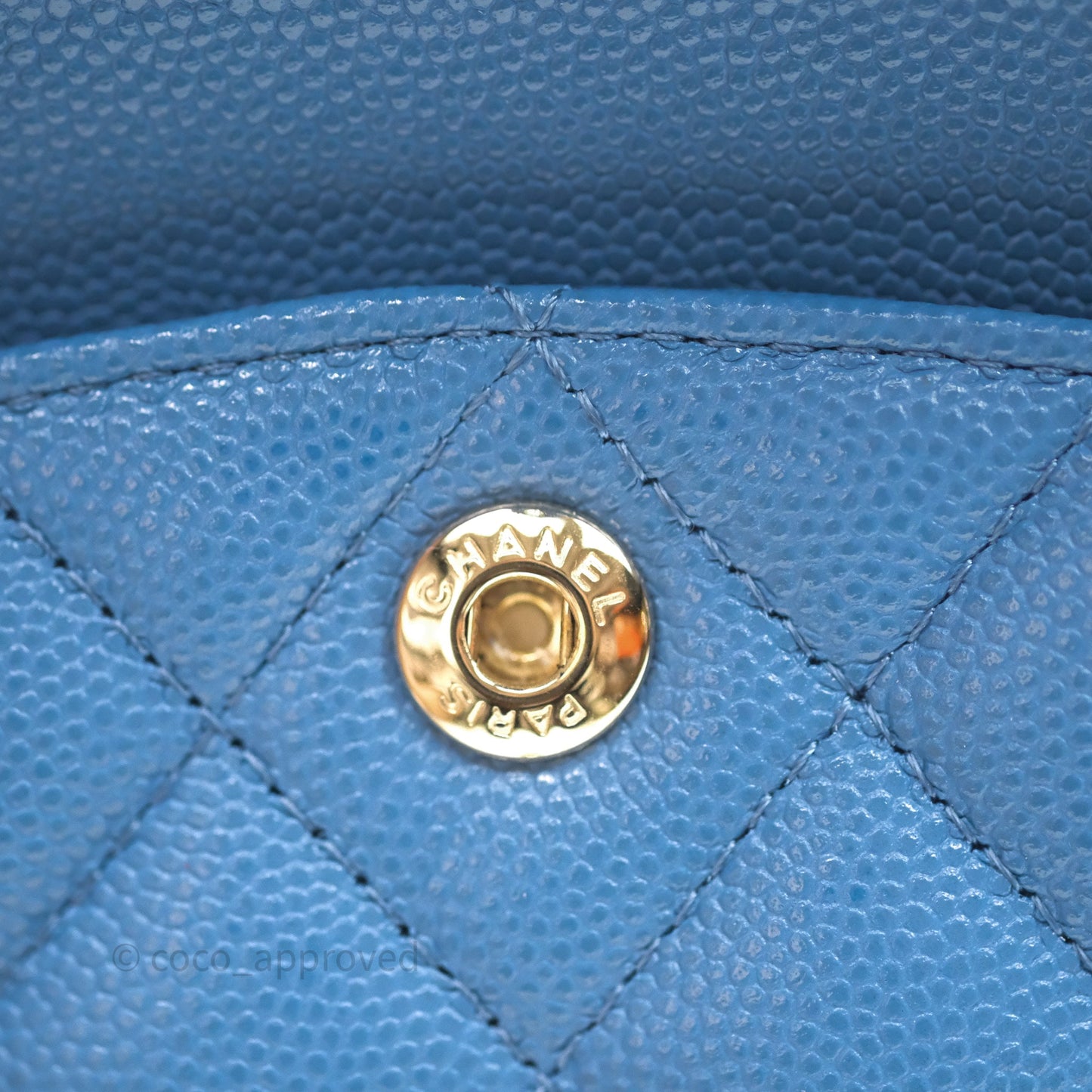 Chanel Small Classic Flap Quilted Blue Caviar Gold Hardware 20S