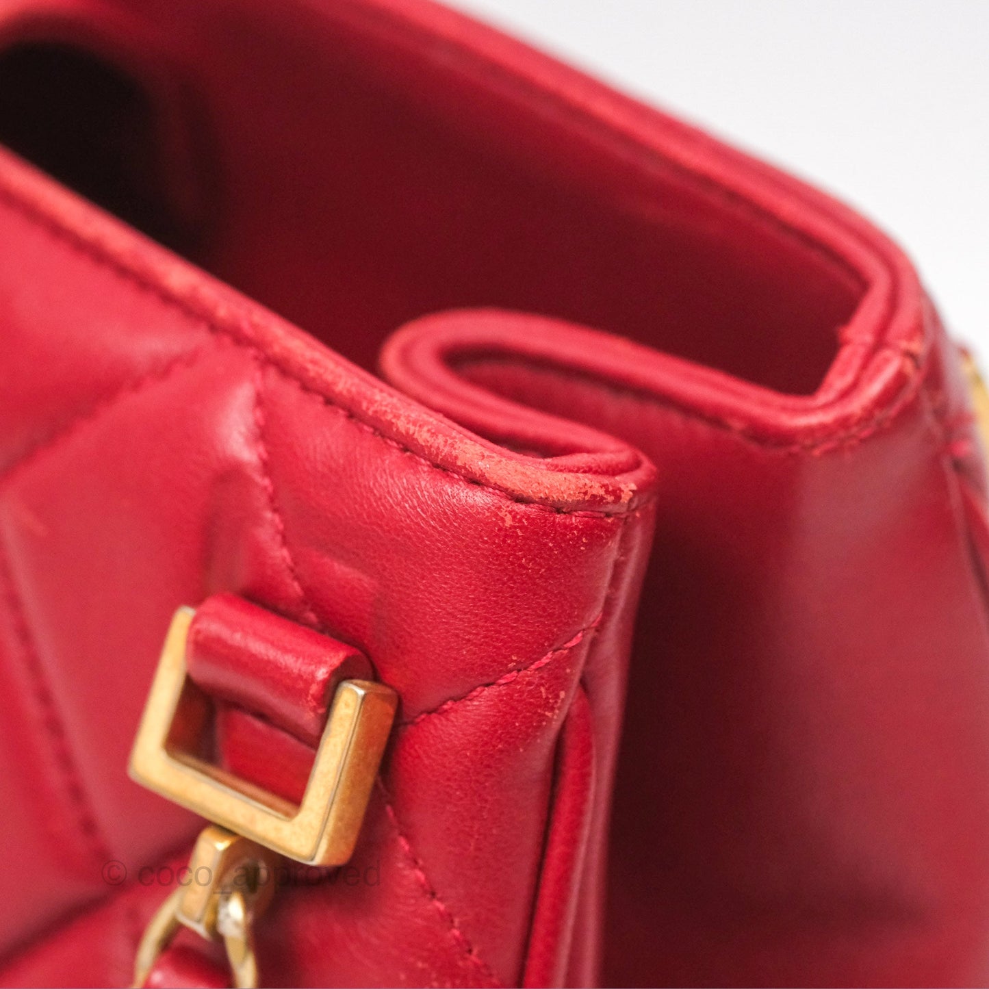 Chanel Tote Bag Red Lambskin Aged Gold Hardware
