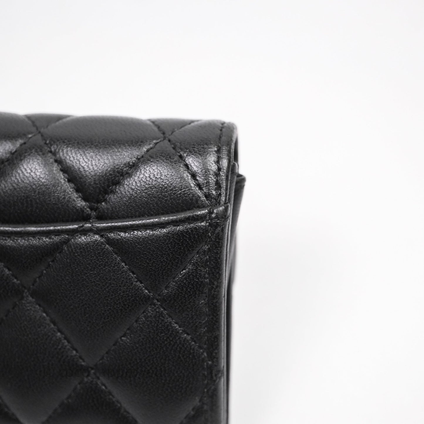 Chanel Quilted Flap Card Holder Black Lambskin Gold Hardware