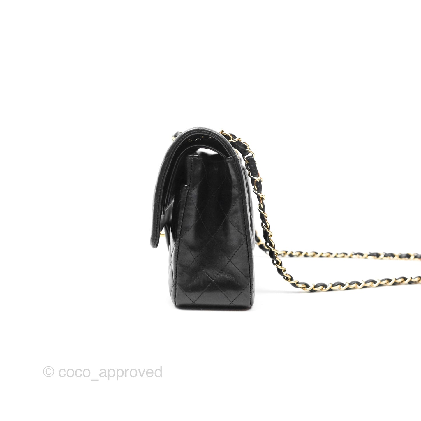 Chanel Classic M/L Medium Flap Quilted Black Lambskin Gold Hardware
