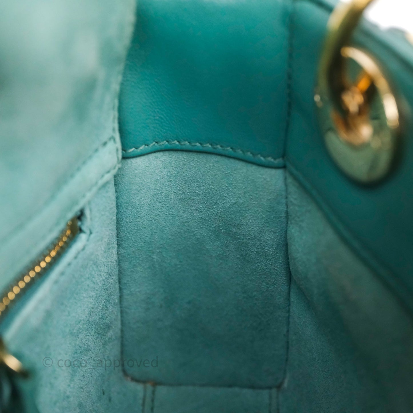 Christian Dior Mini Lady Dior Cannage Green Lambskin Gold Hardware