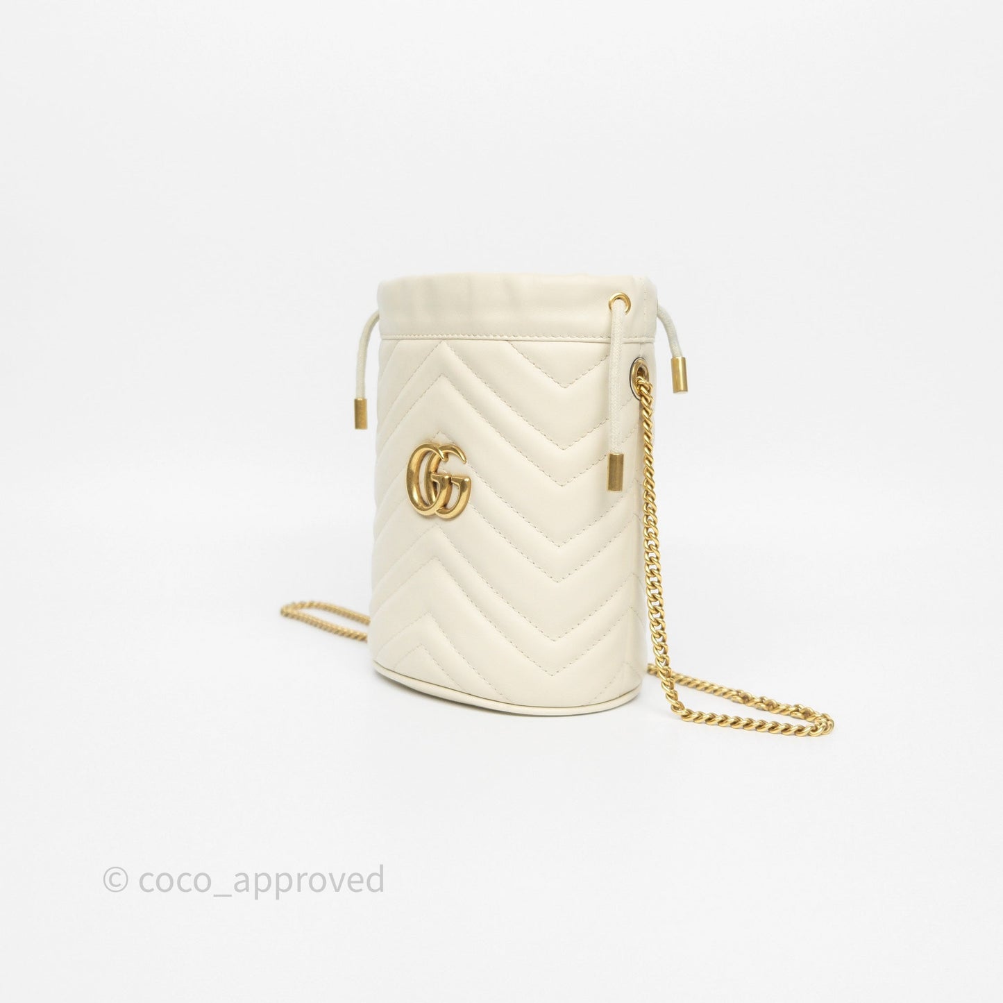 Gucci GG Marmont Mini Bucket Bag Ivory Leather