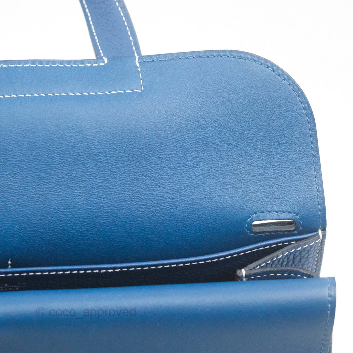 Hermès Halzan 31 Deep Blue S4 Clemence Palladium Hardware