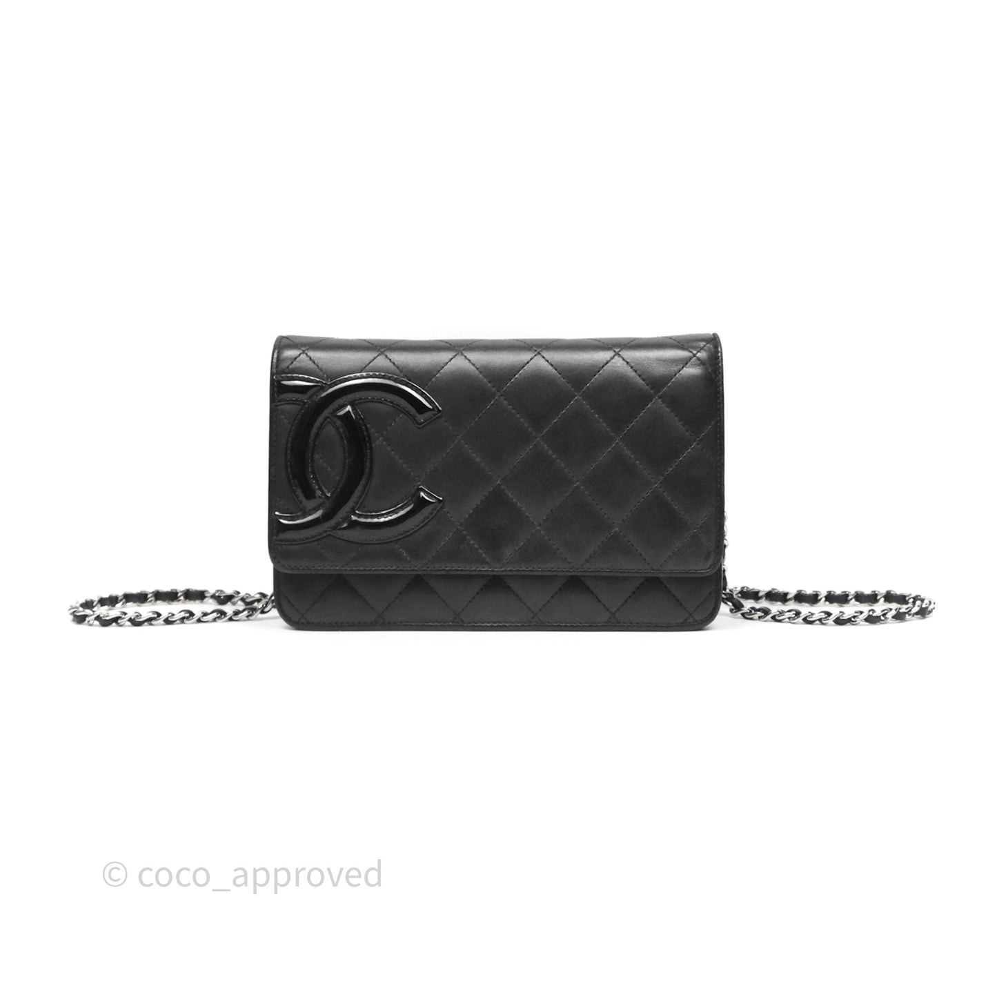 Chanel Quilted Wallet on Chain WOC Cambon Black Calfskin Silver Hardware