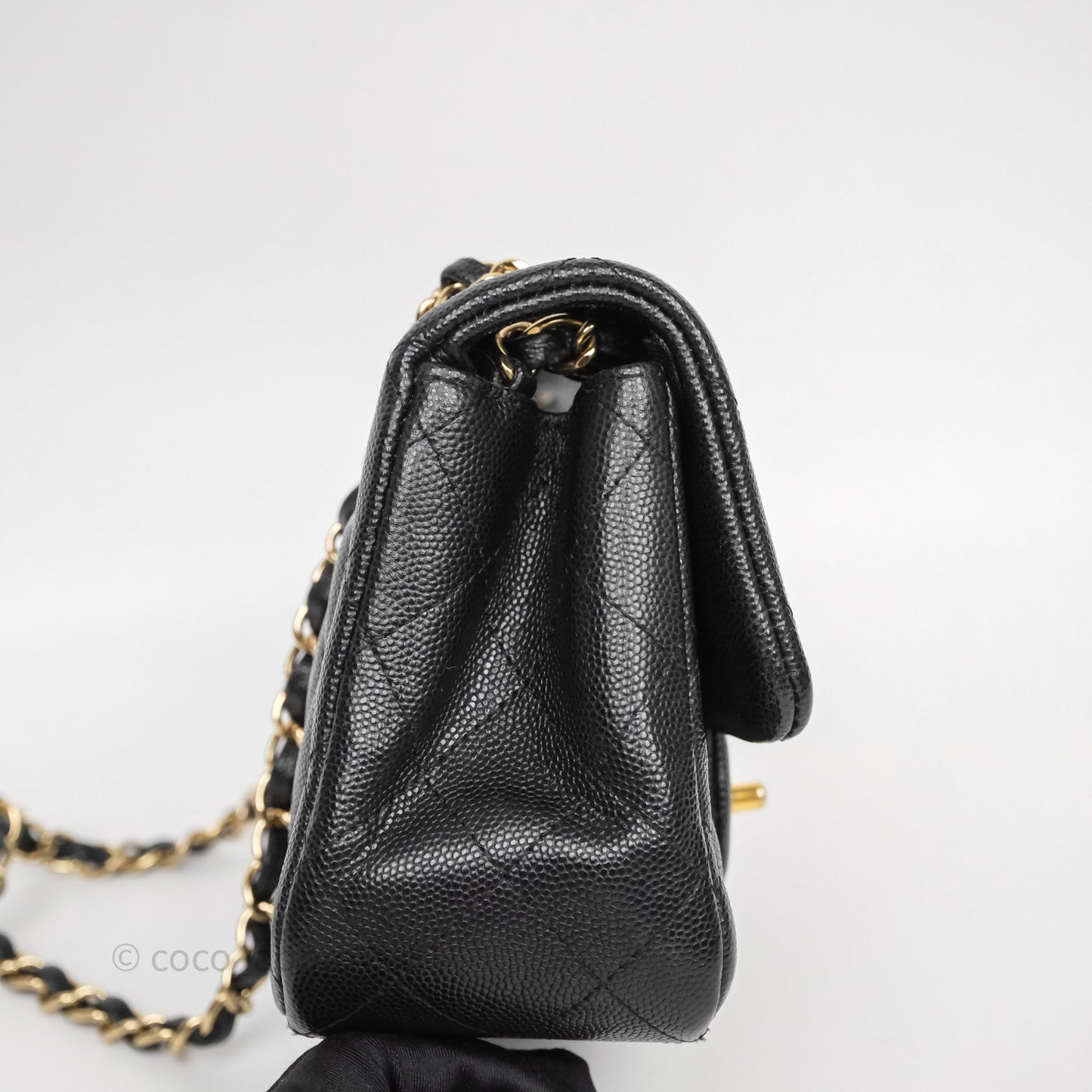 Chanel Mini Square Quilted Black Caviar Gold Hardware
