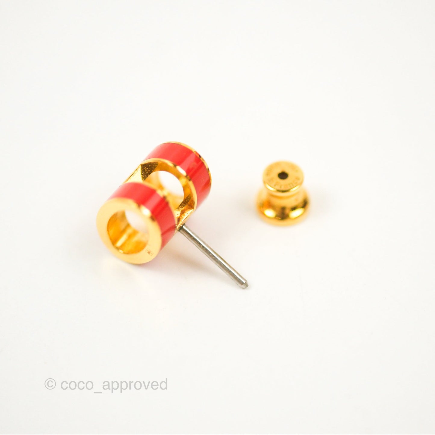 Hermès Pop H Earrings Red Gold Hardware
