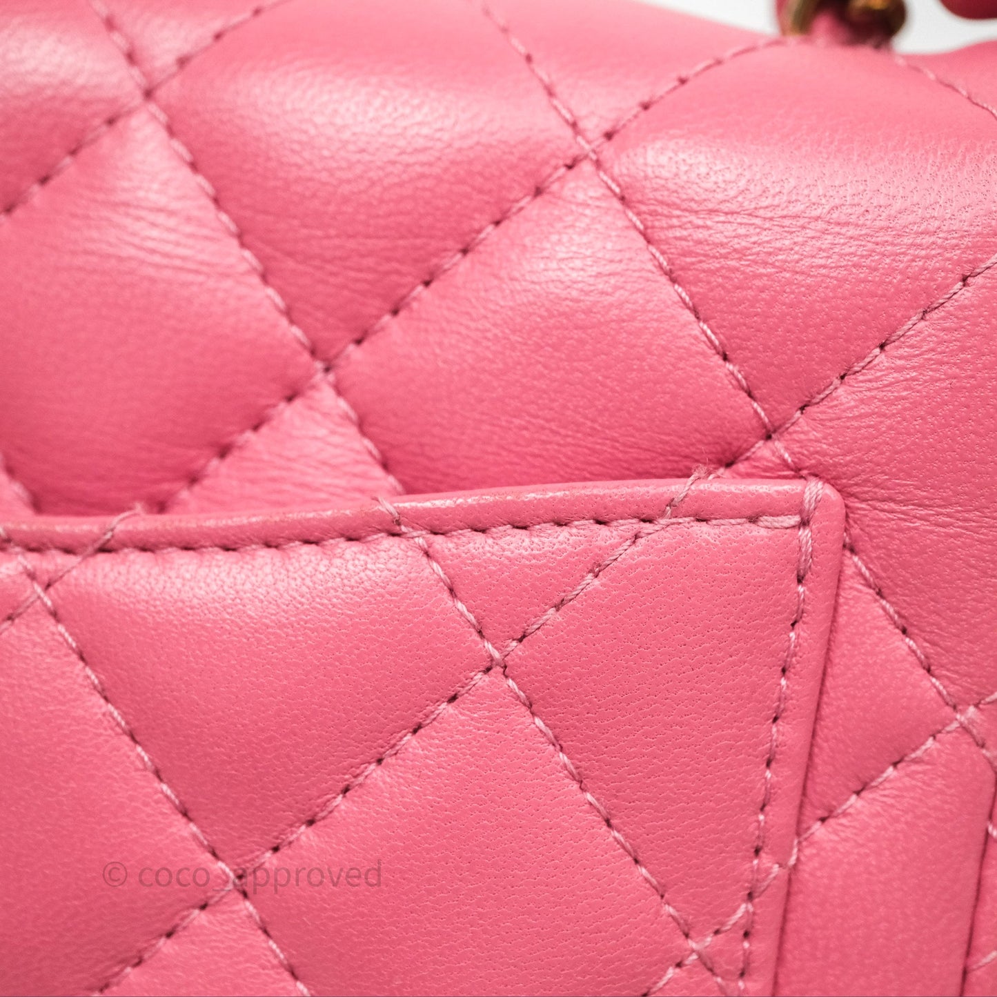 Chanel Mini Square Flap Quilted Pink Lambskin Gold Hardware