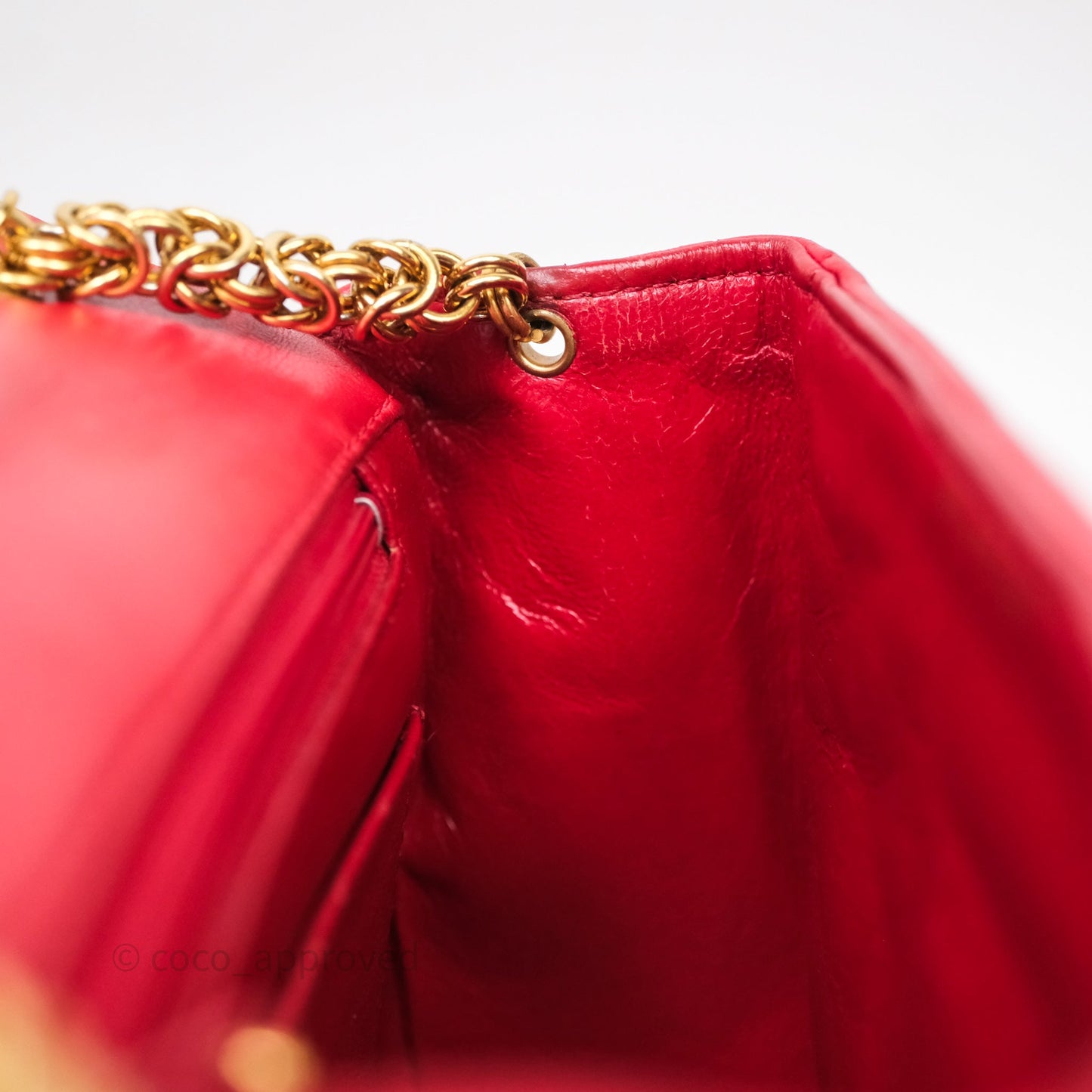 Chanel Vintage Quilted Flap Bag Red Lambskin Gold Hardware