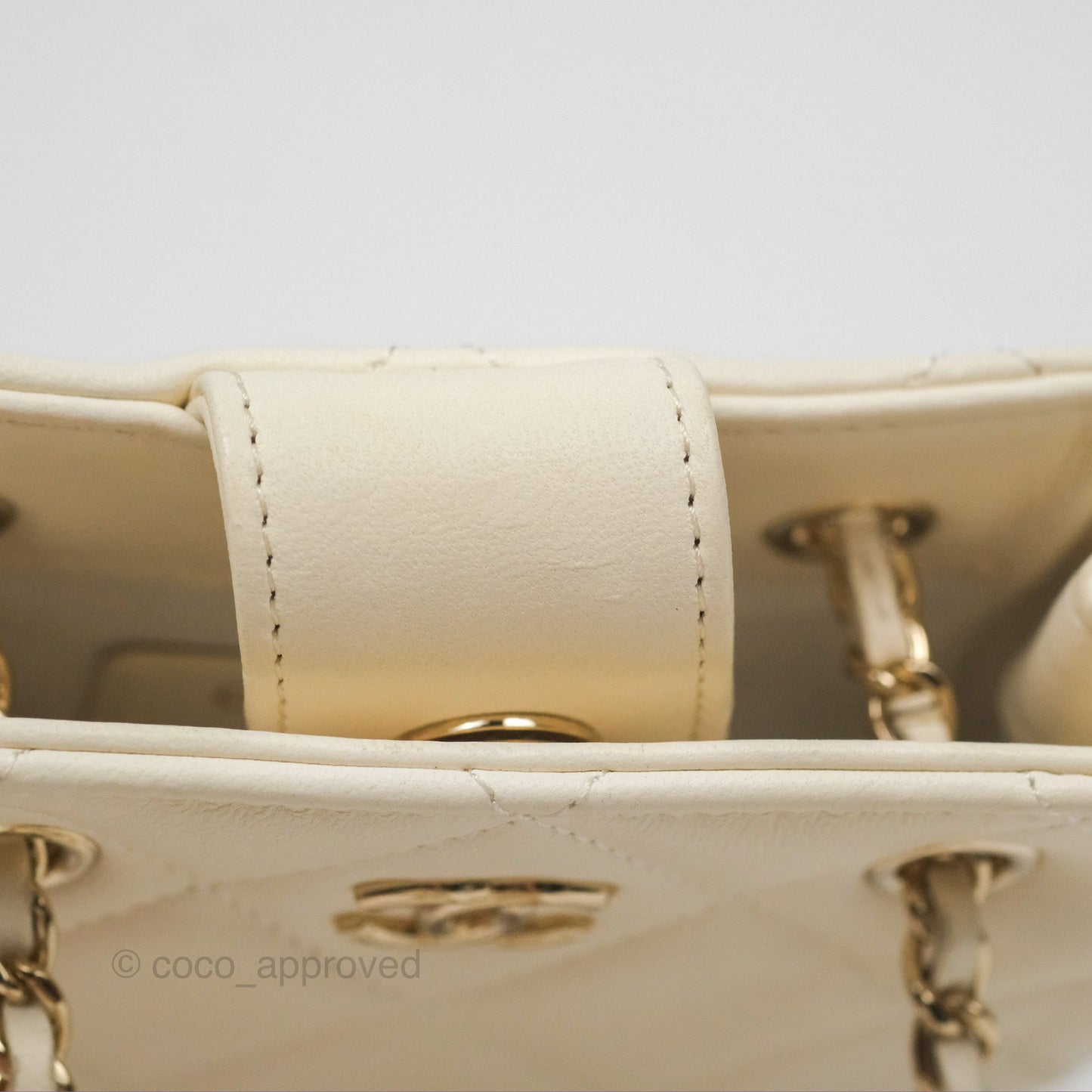Chanel Mini Square Clutch with Chain Ivory Lambskin Gold Hardware 22C