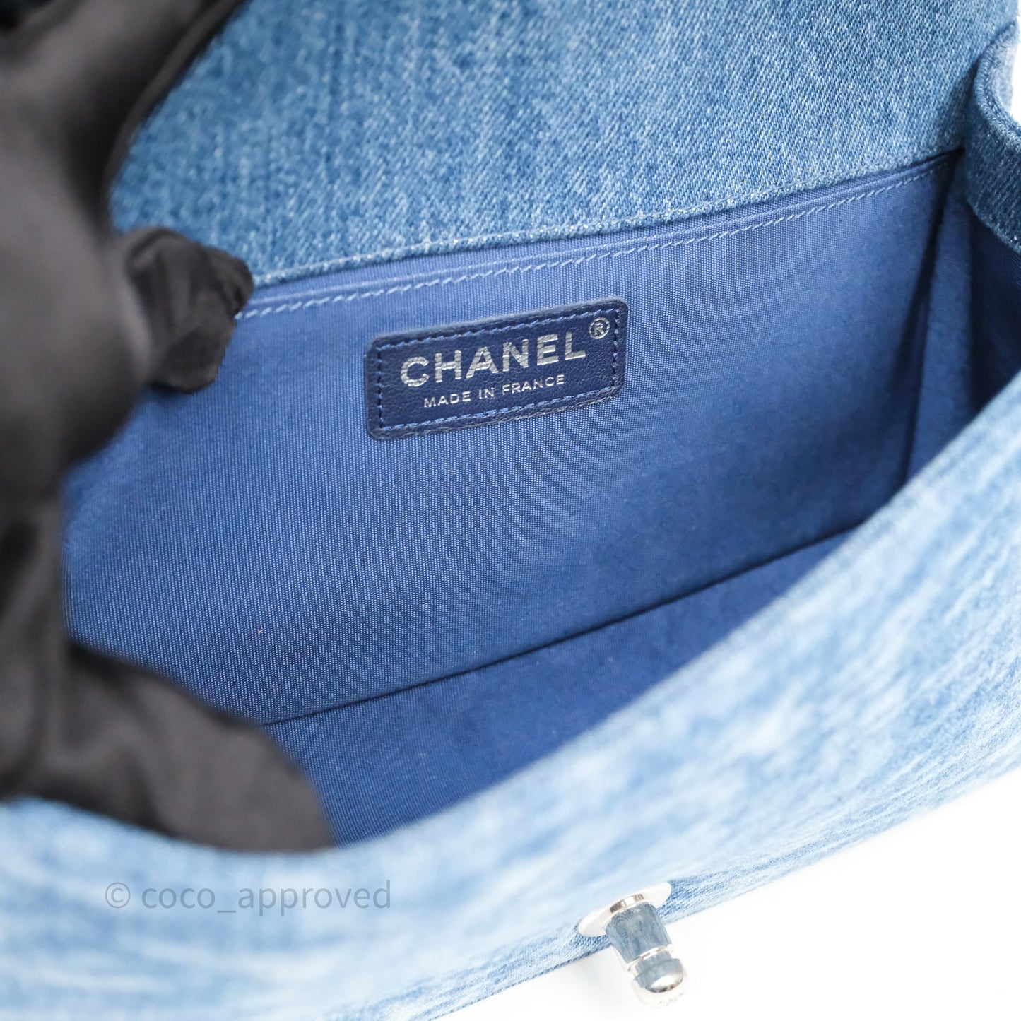 Chanel Medium Boy Blue Denim Tweed Silver Hardware